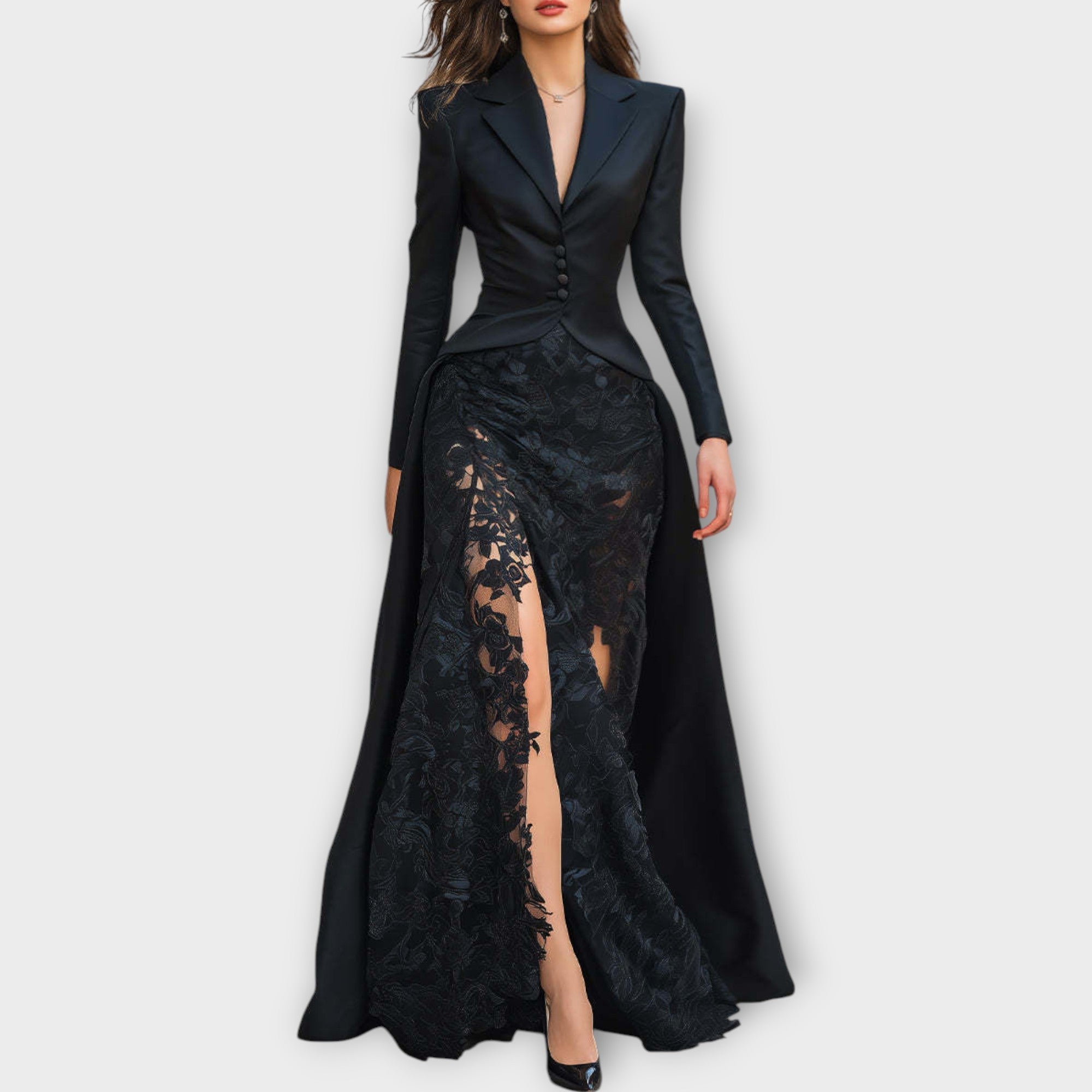 Luxe Satin Lace Gown