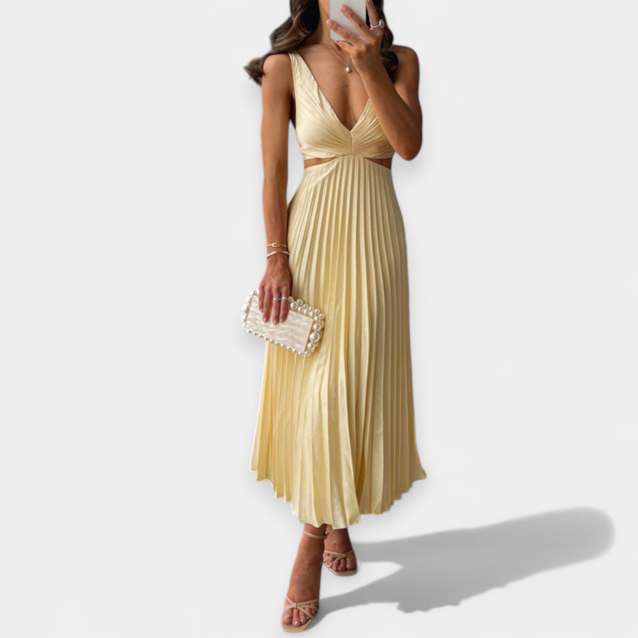 Maxi Dress with Pleated Design