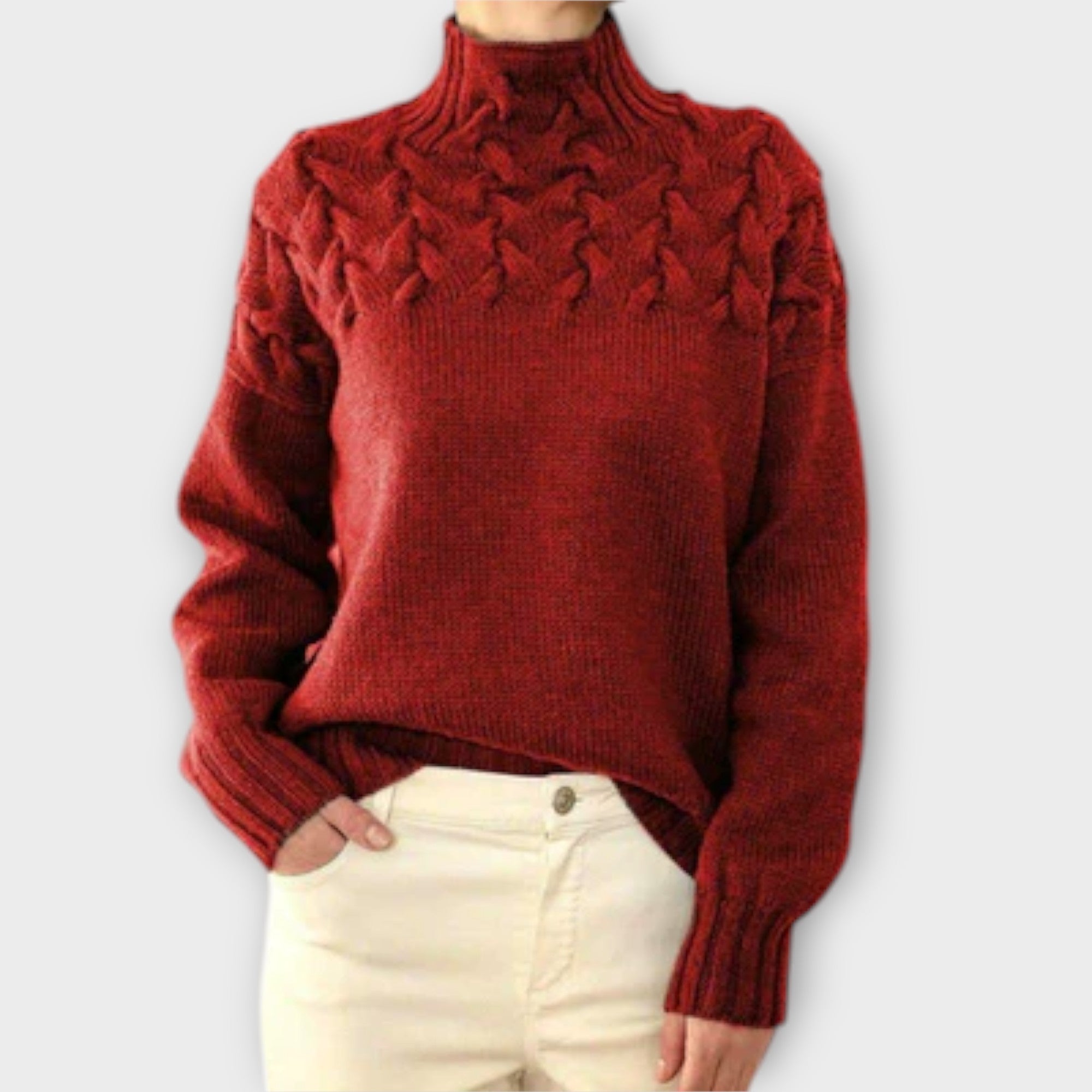 Eva - Women's Sweater with Knitting Detail
