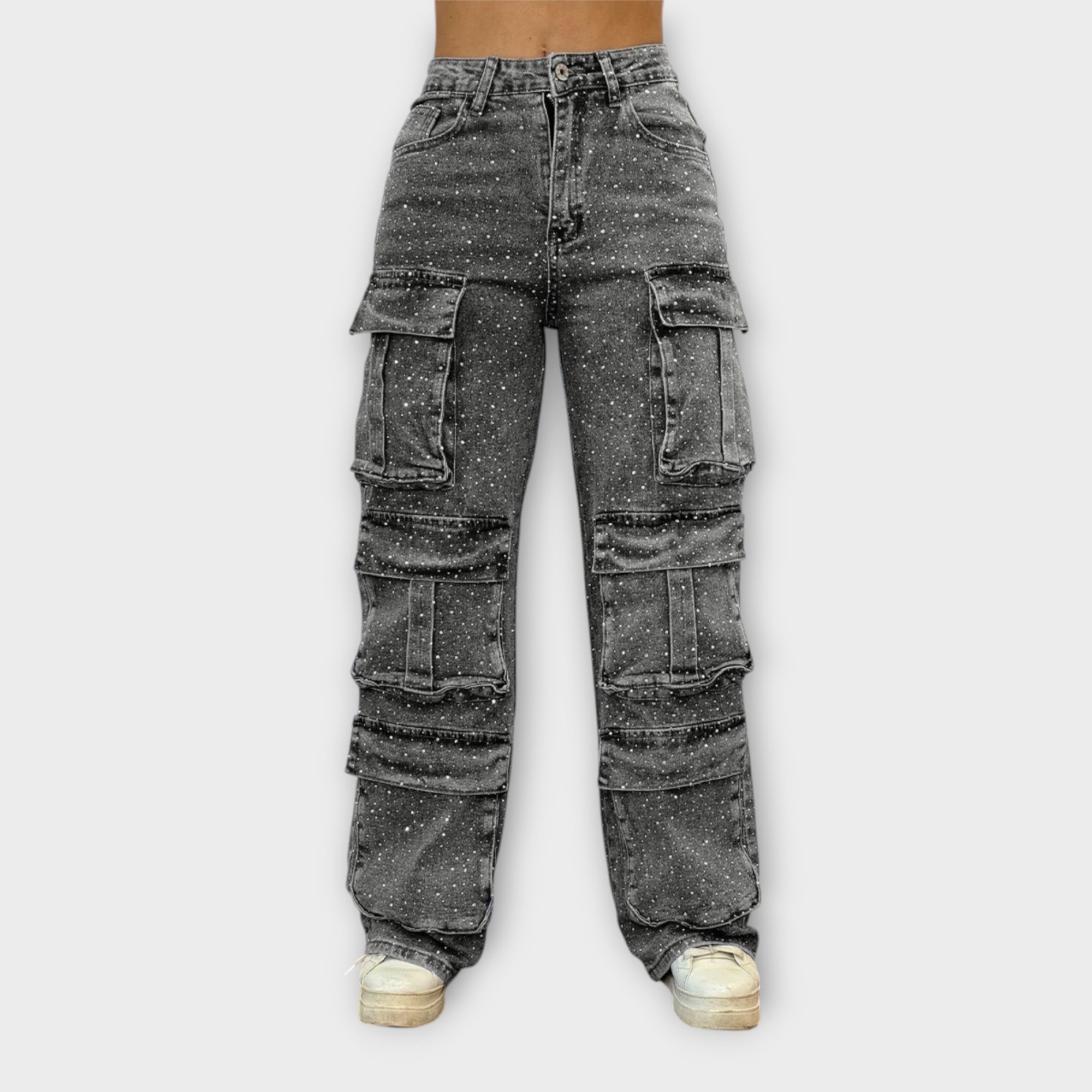 Rhinestone Cargo Jeans