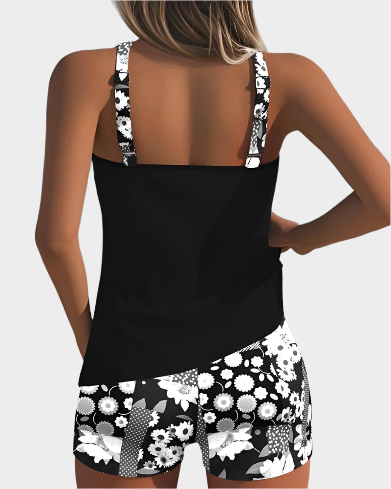 Comfortable Two-Piece Swimsuit with Floral Design