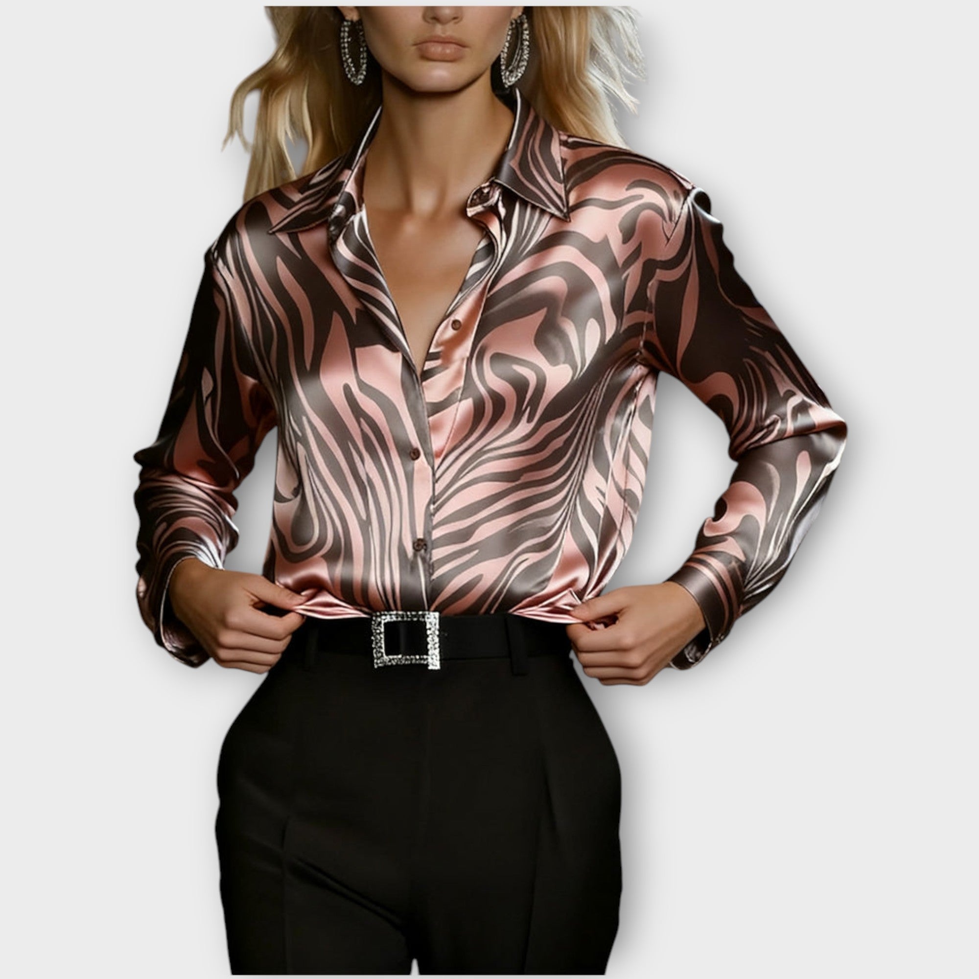 Luxe Satin Zebra Print Blouse
