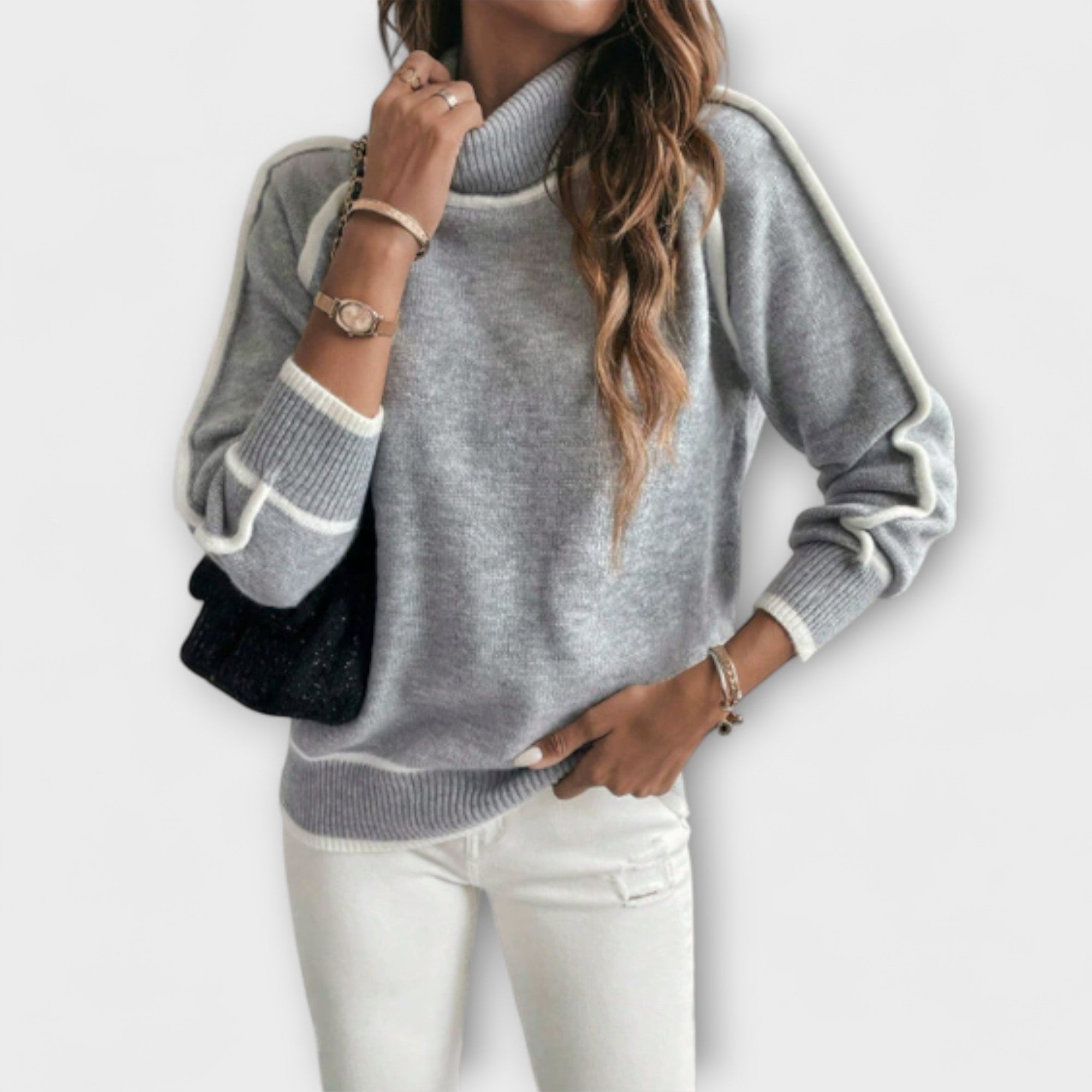 Aurora-Comfortable sweater with high collar