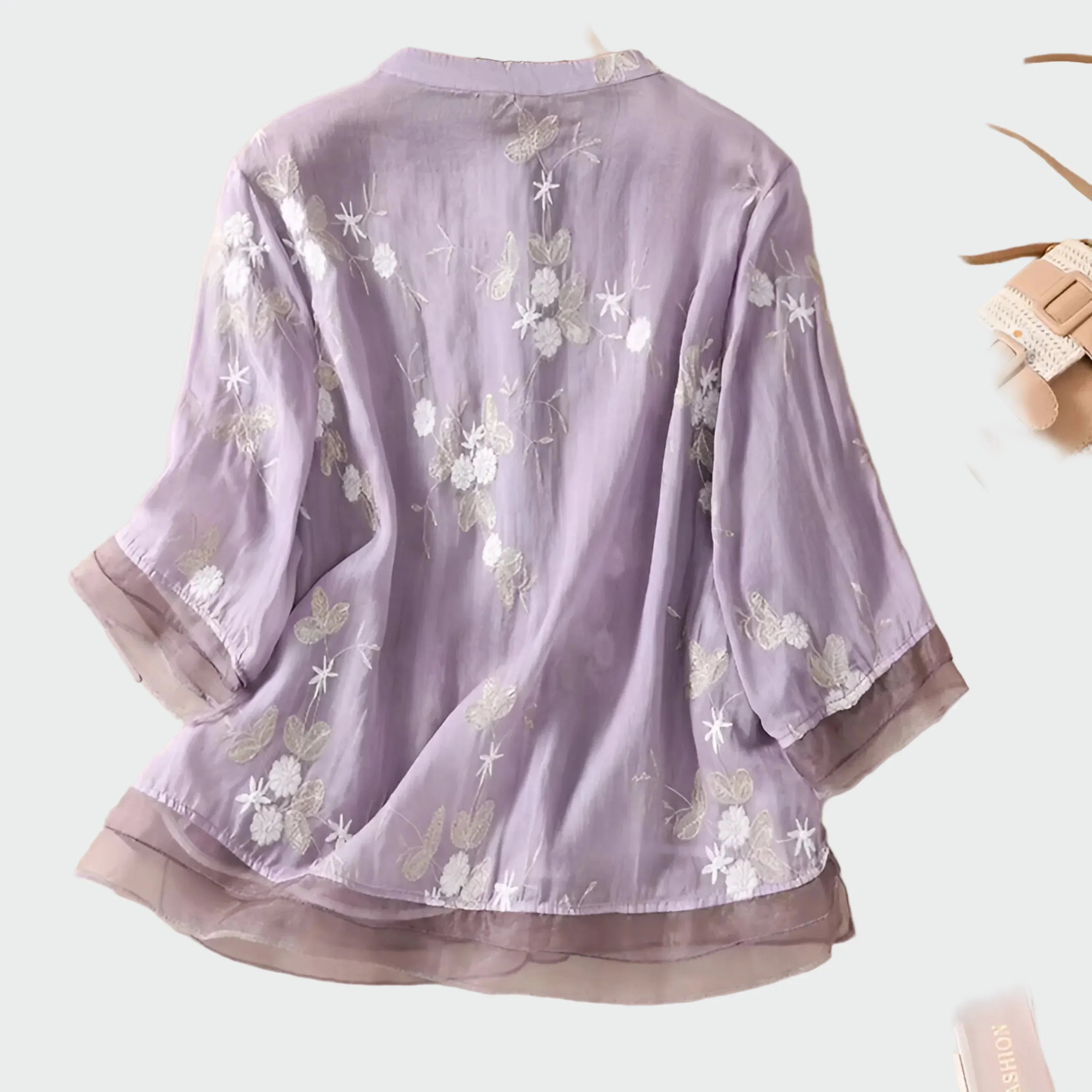 Cotton Top with Embroidered Flowers