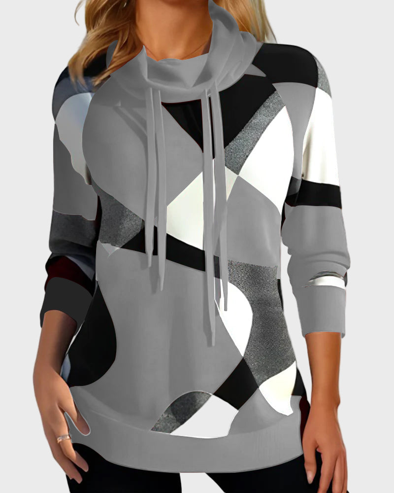 Knitted Hoodie with Artistic Design