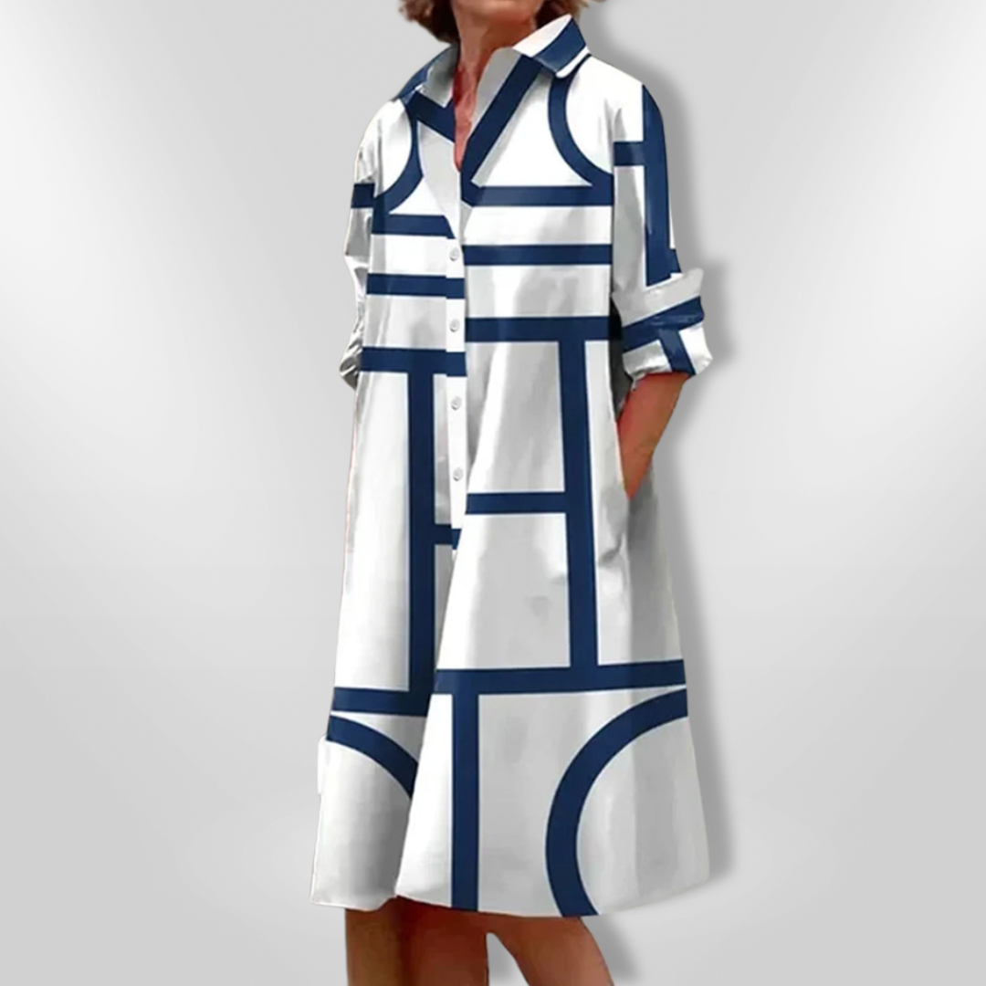 Mid-Length Dress with Geometric Pattern