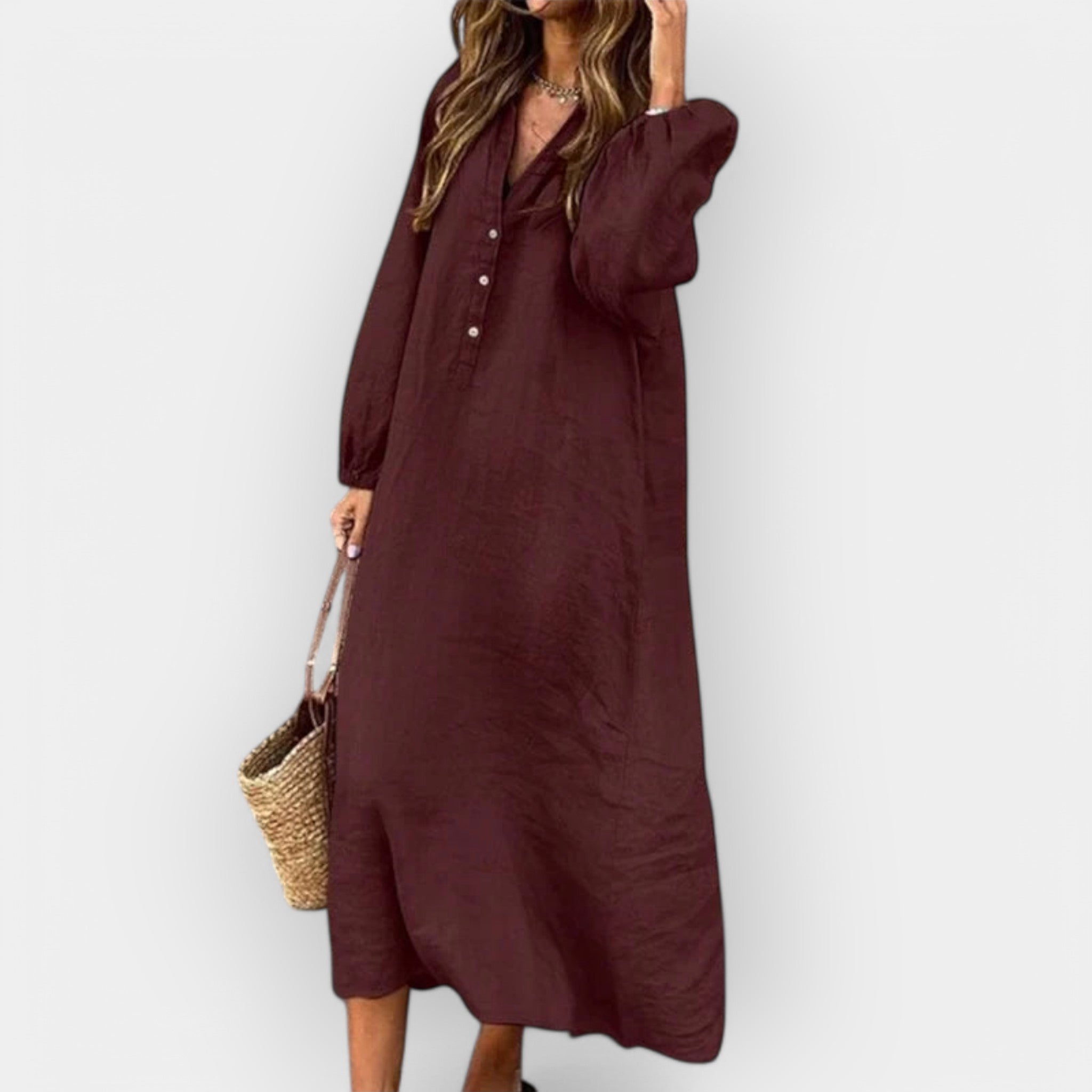 Elegant Linen Dress with Stylish Line