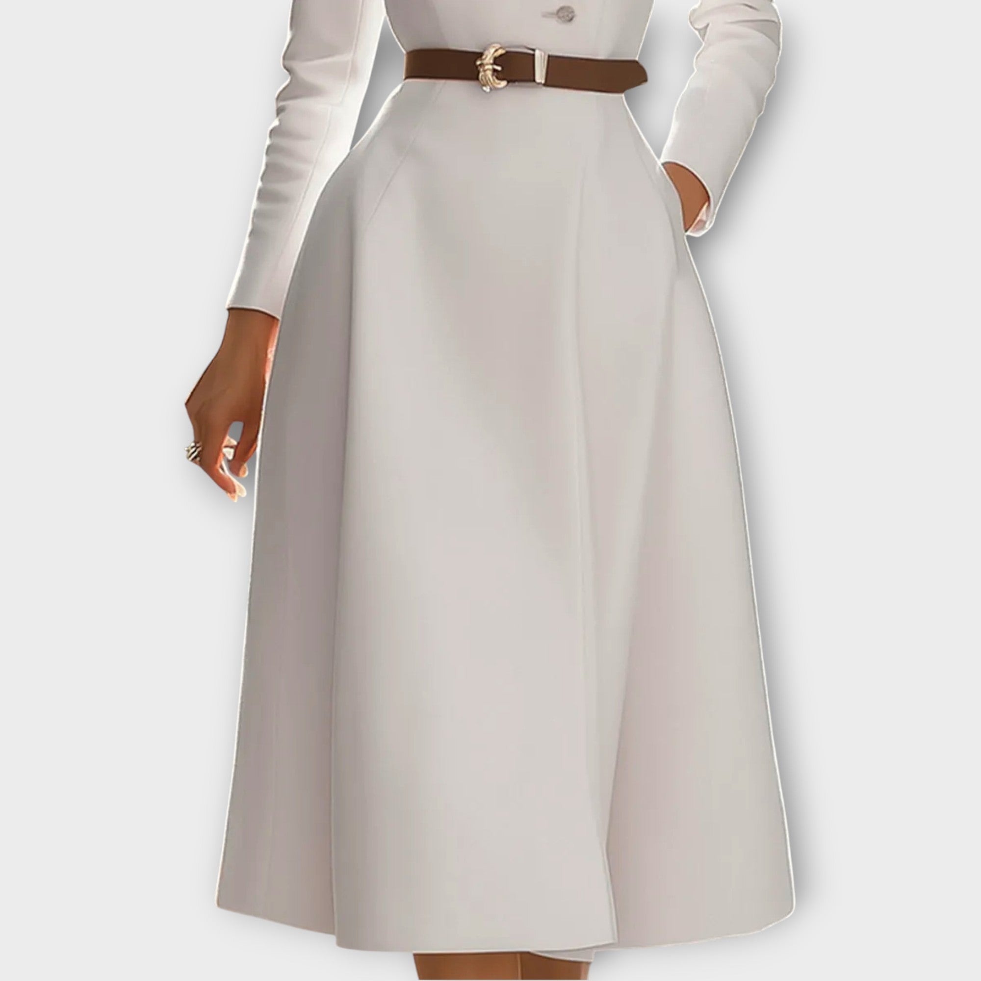 Elegant Belted A-Line Blazer Dress