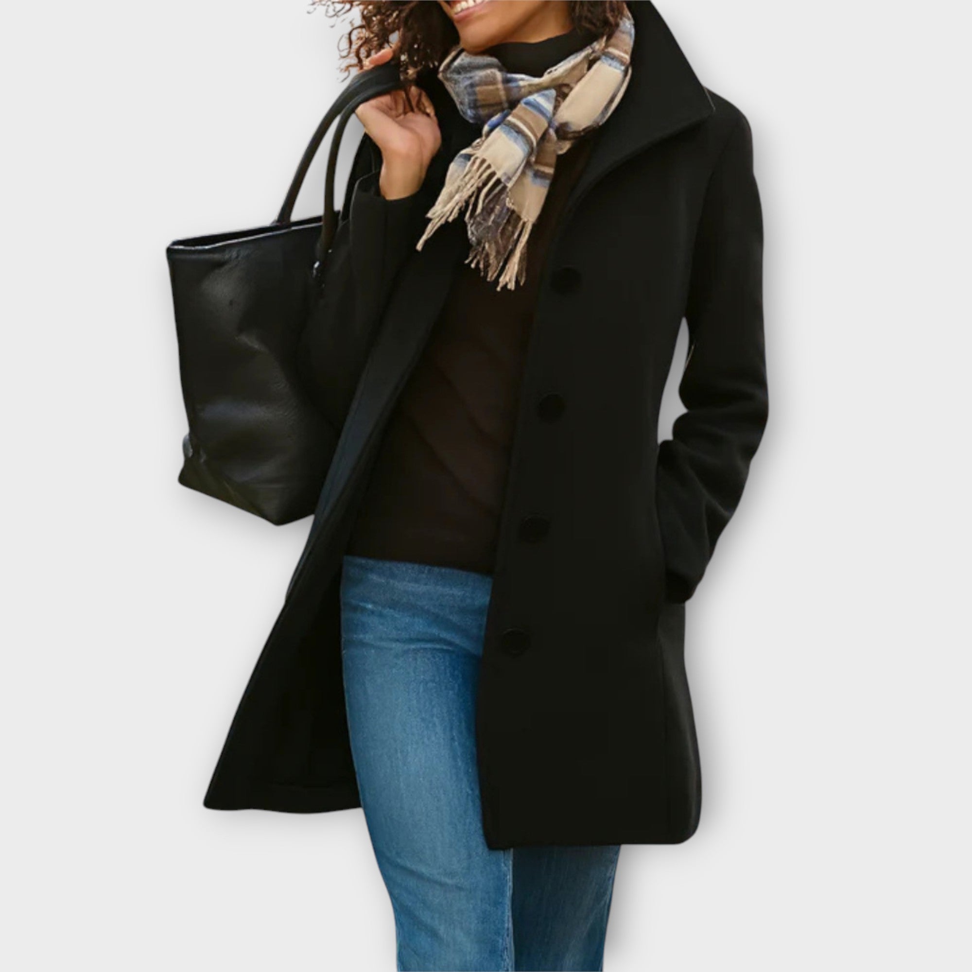 Sophisticated Button-Front Mid-Length Coat