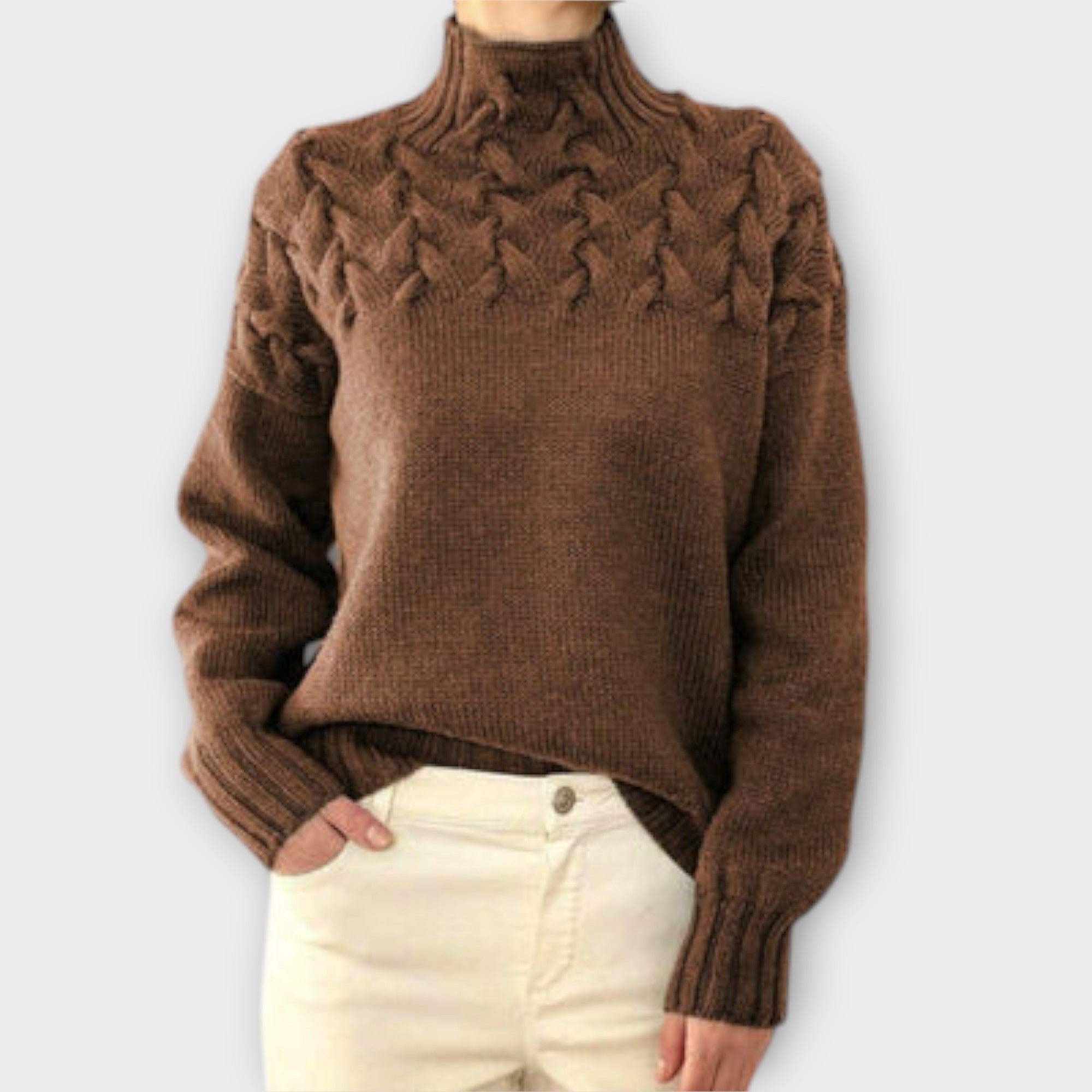 Eva - Women's Sweater with Knitting Detail