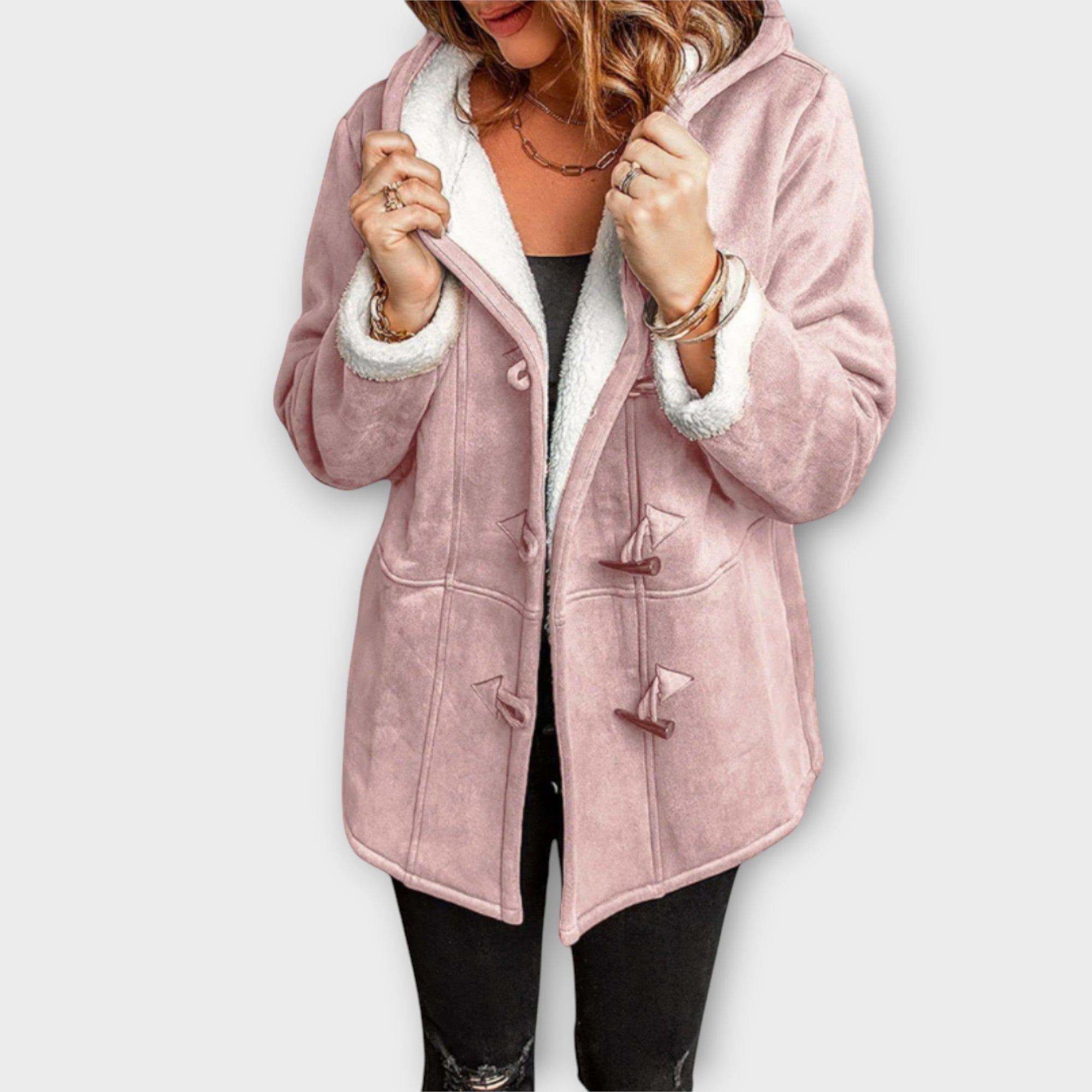 Cozy Toggle-Front Sherpa-Lined Jacket