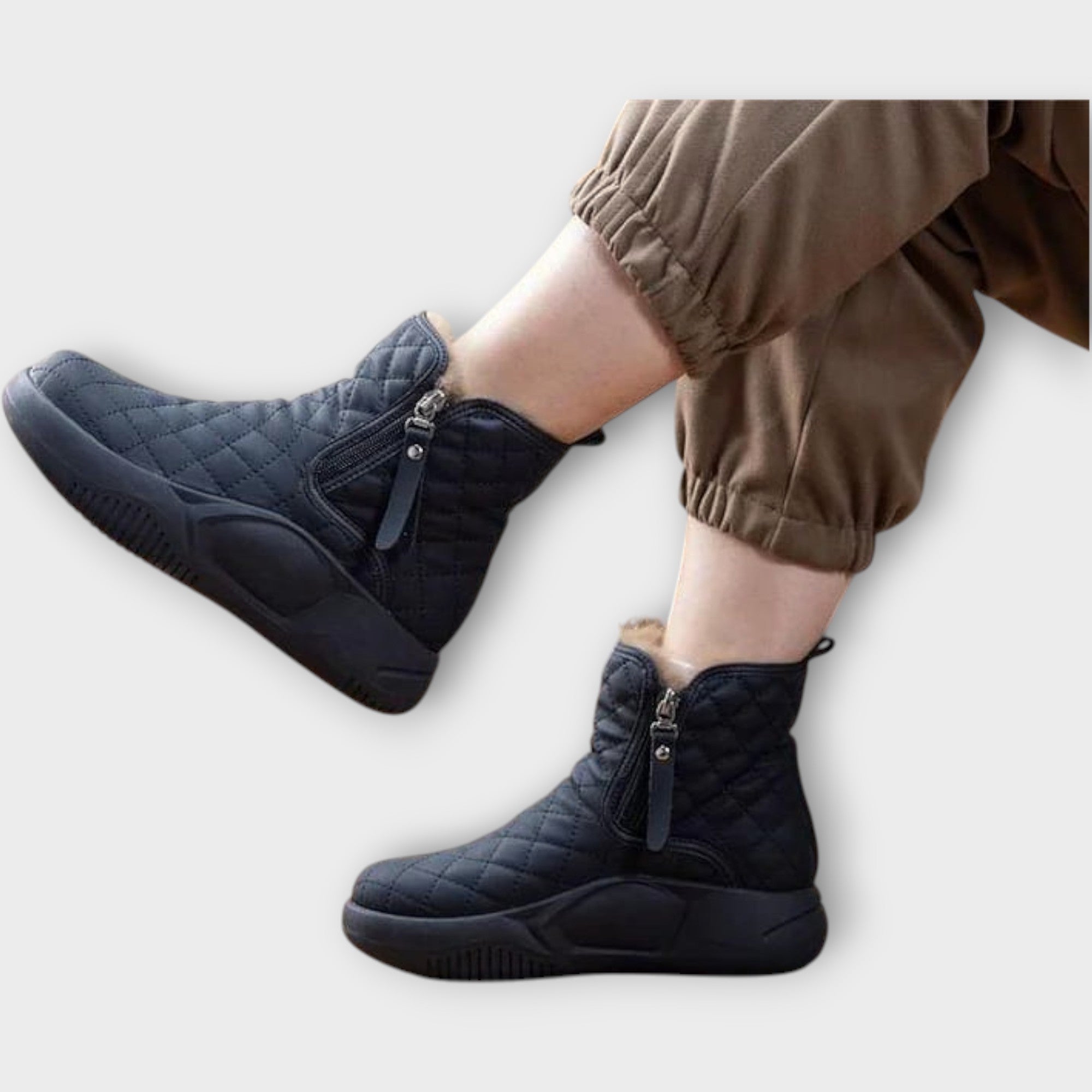 Quilted Winter Zip-Up Boots