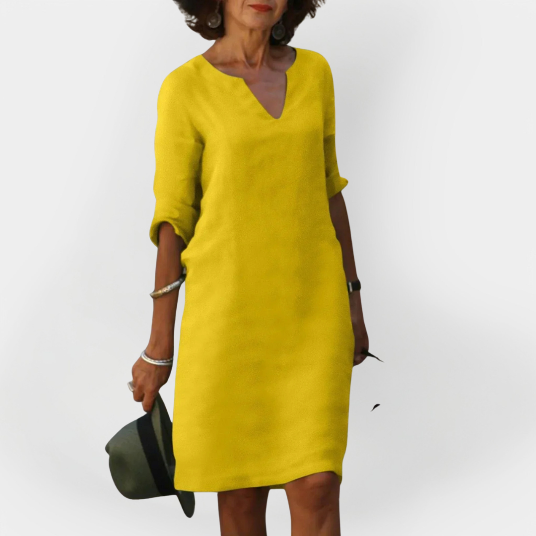 Daily Dress with V Neckline