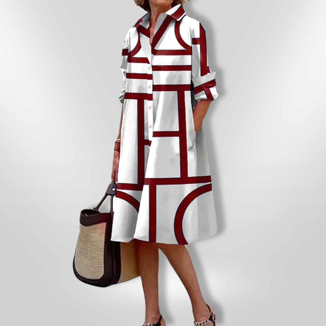 Mid-Length Dress with Geometric Pattern