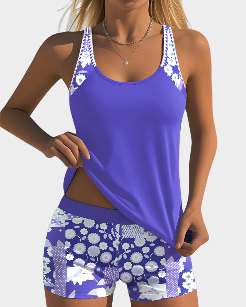Comfortable Two-Piece Swimsuit with Floral Design