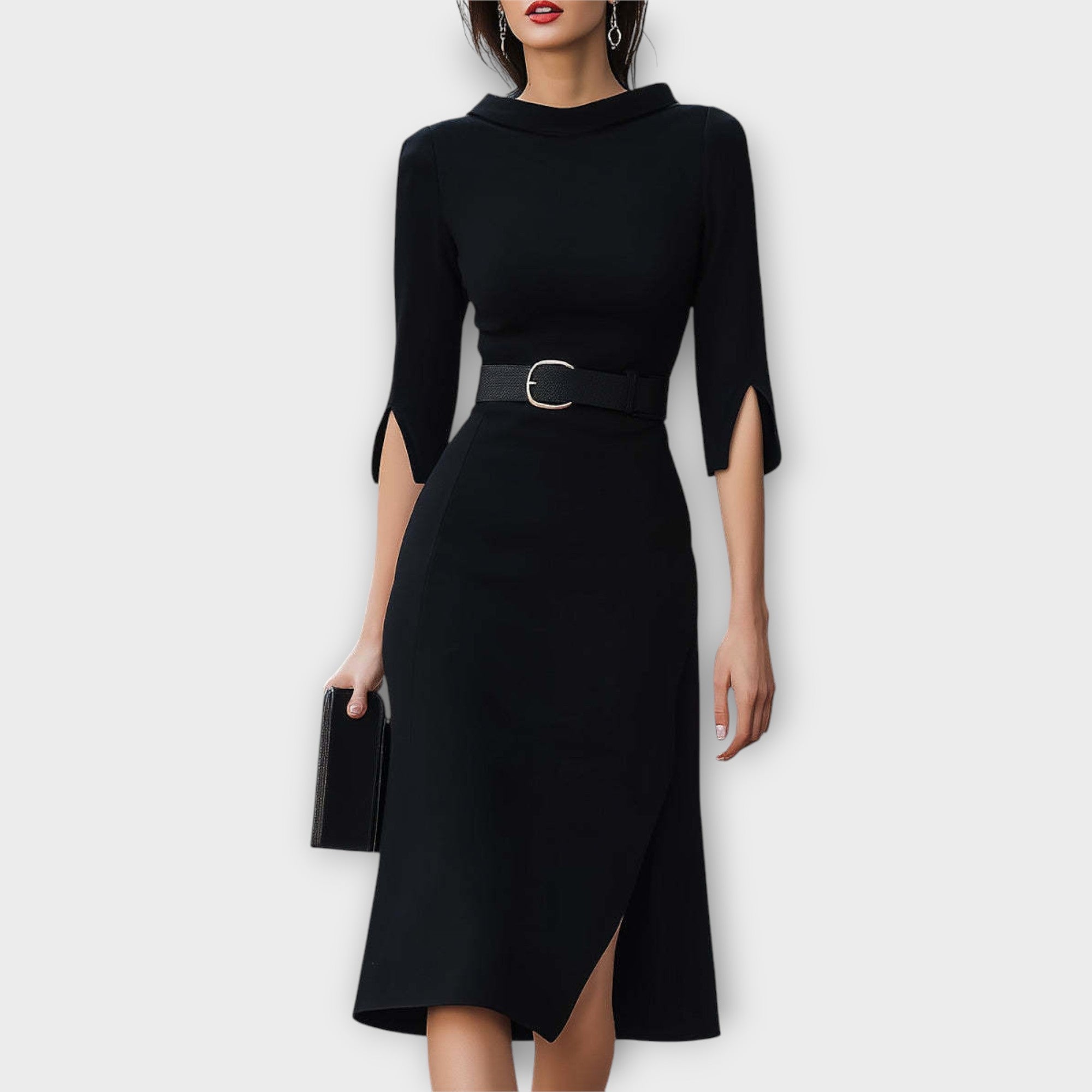 Sophisticated Belted Midi Dress