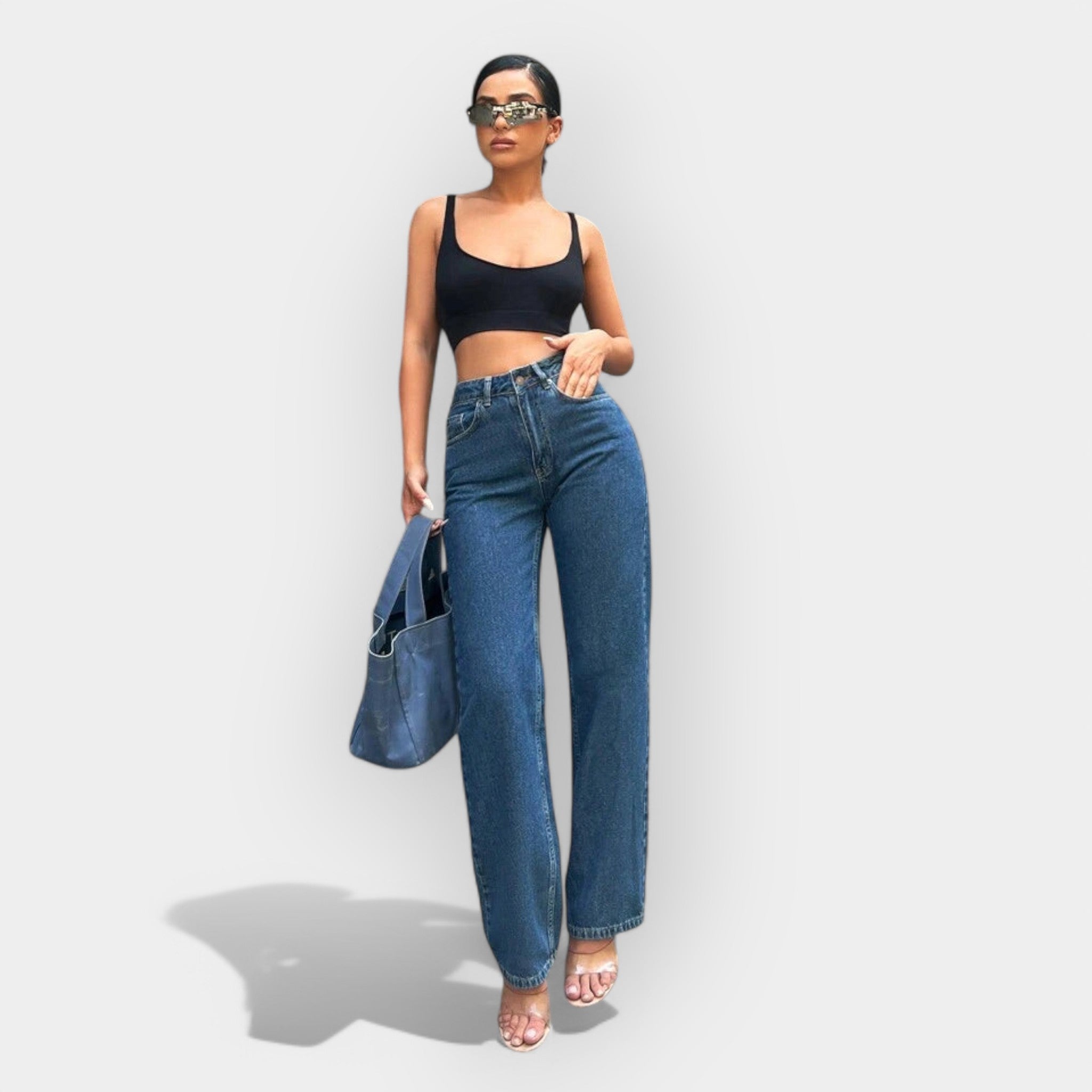 High-Waisted Jeans with a Comfortable Wide Fit