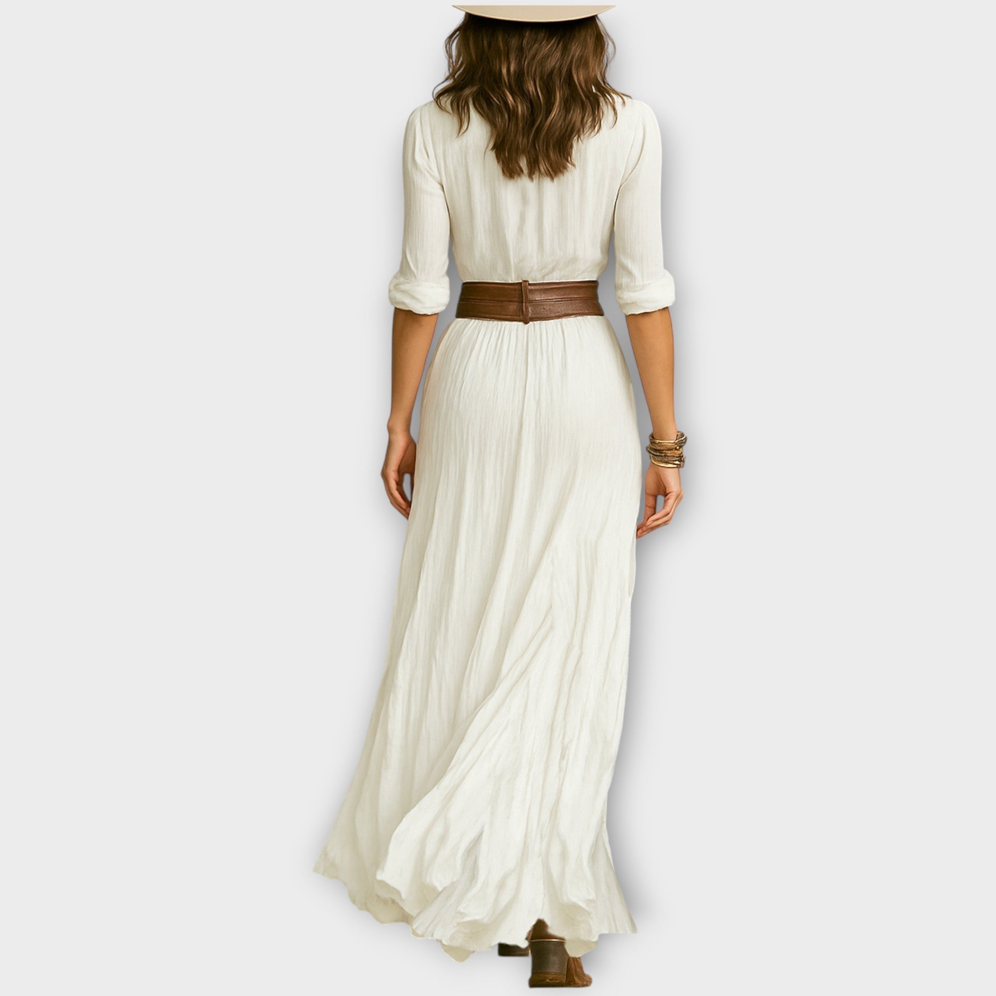 Western Elegance Button-Down Maxi Dress