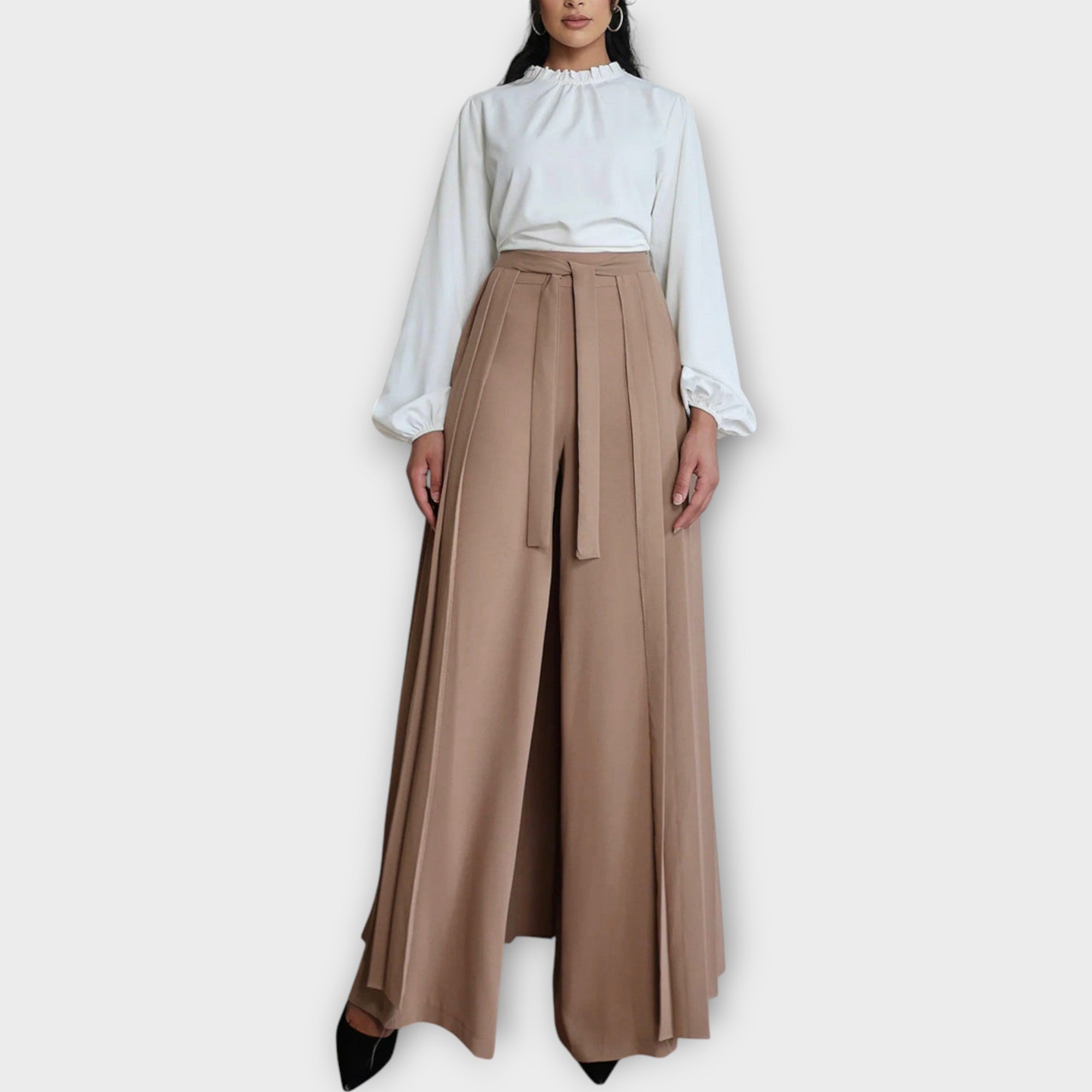 Pleated Wrap Wide Leg Trousers