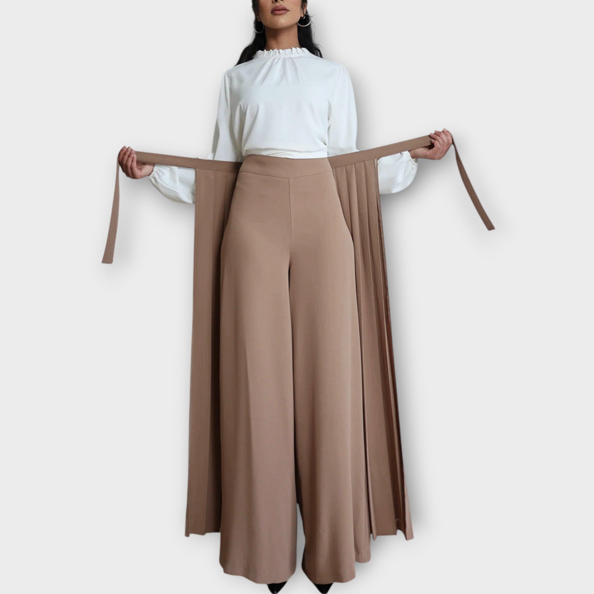 Pleated Wrap Wide Leg Trousers