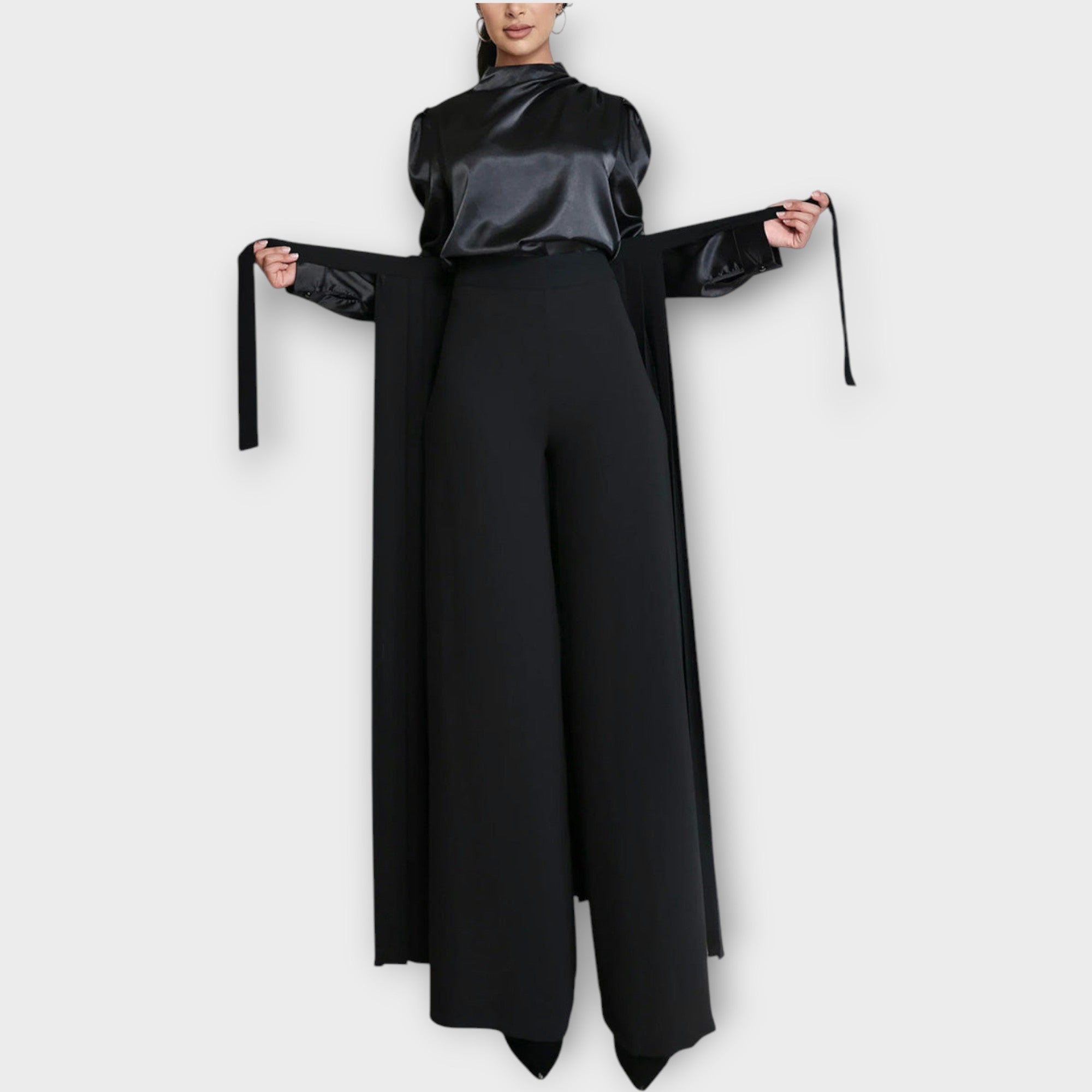 Pleated Wrap Wide Leg Trousers