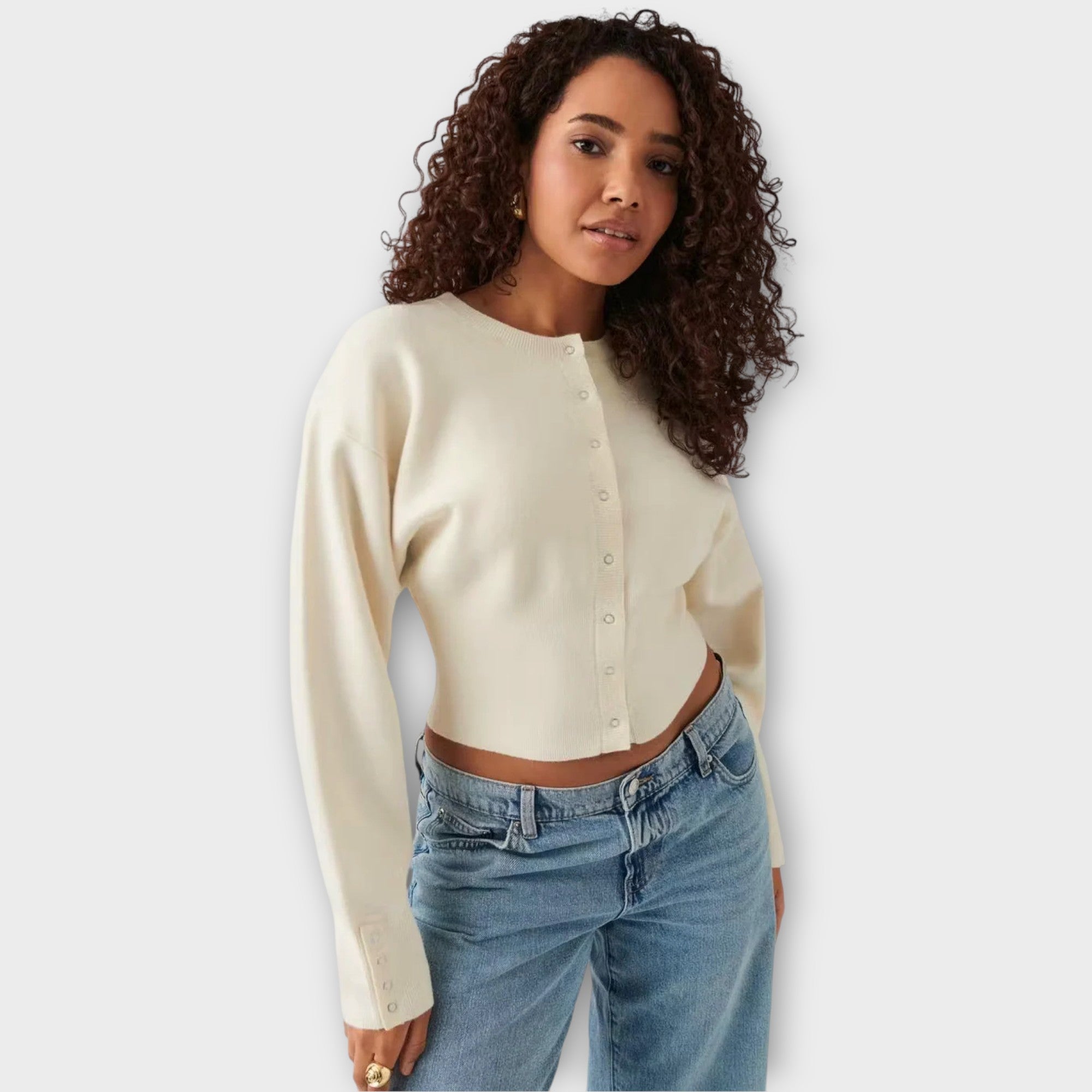 Modern Cropped Cardigan with Button Detail