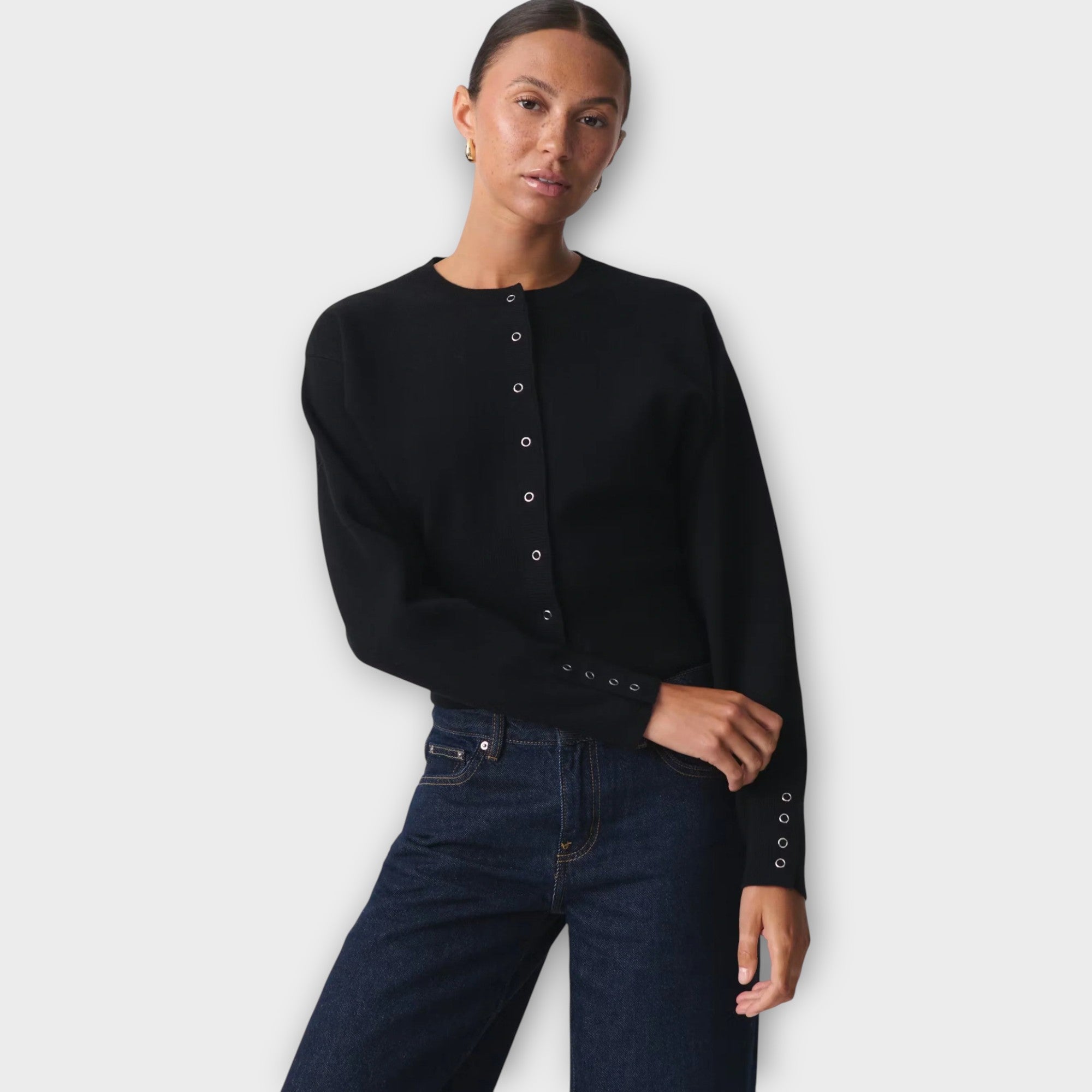 Modern Cropped Cardigan with Button Detail