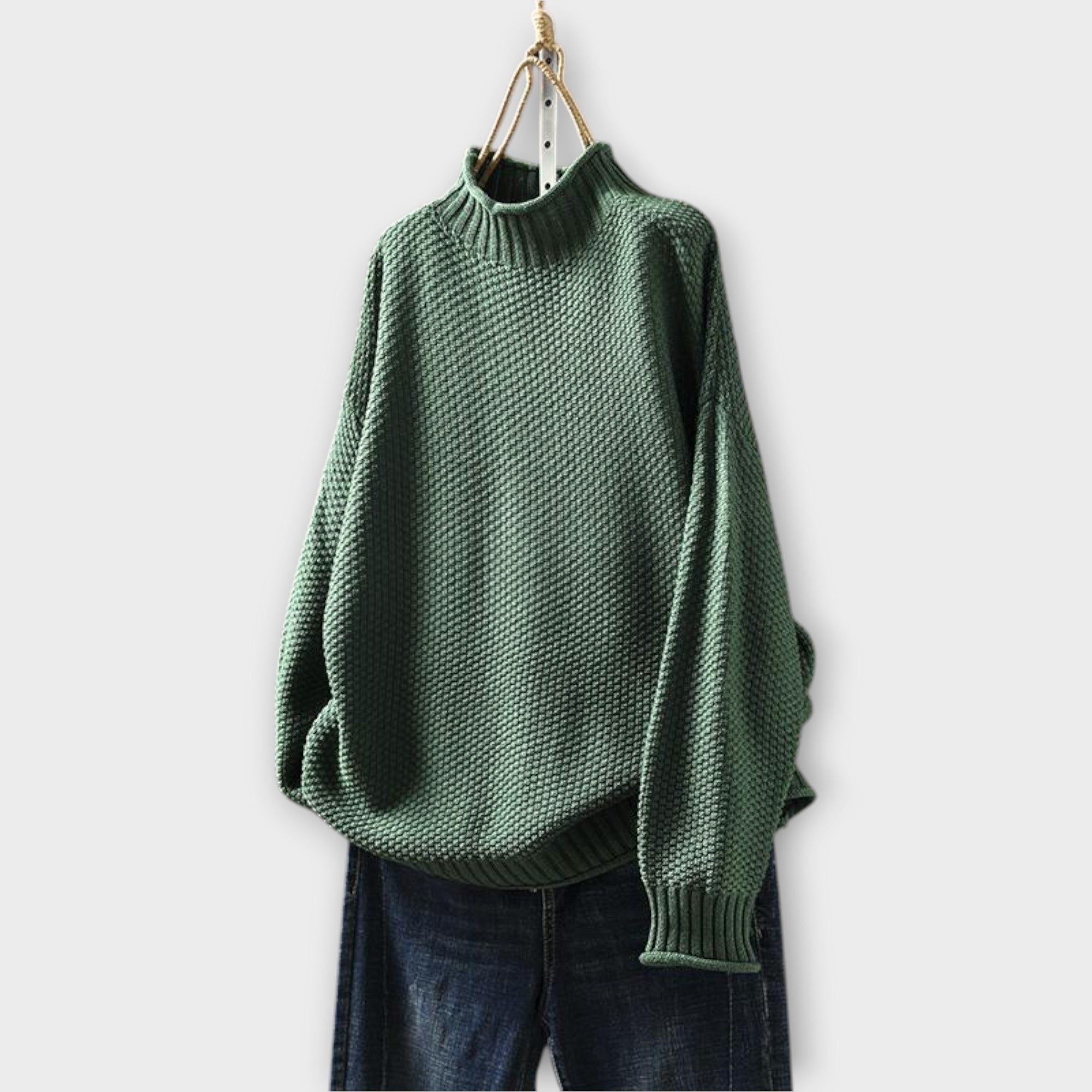 Minimalist Textured Sweater with High Neck