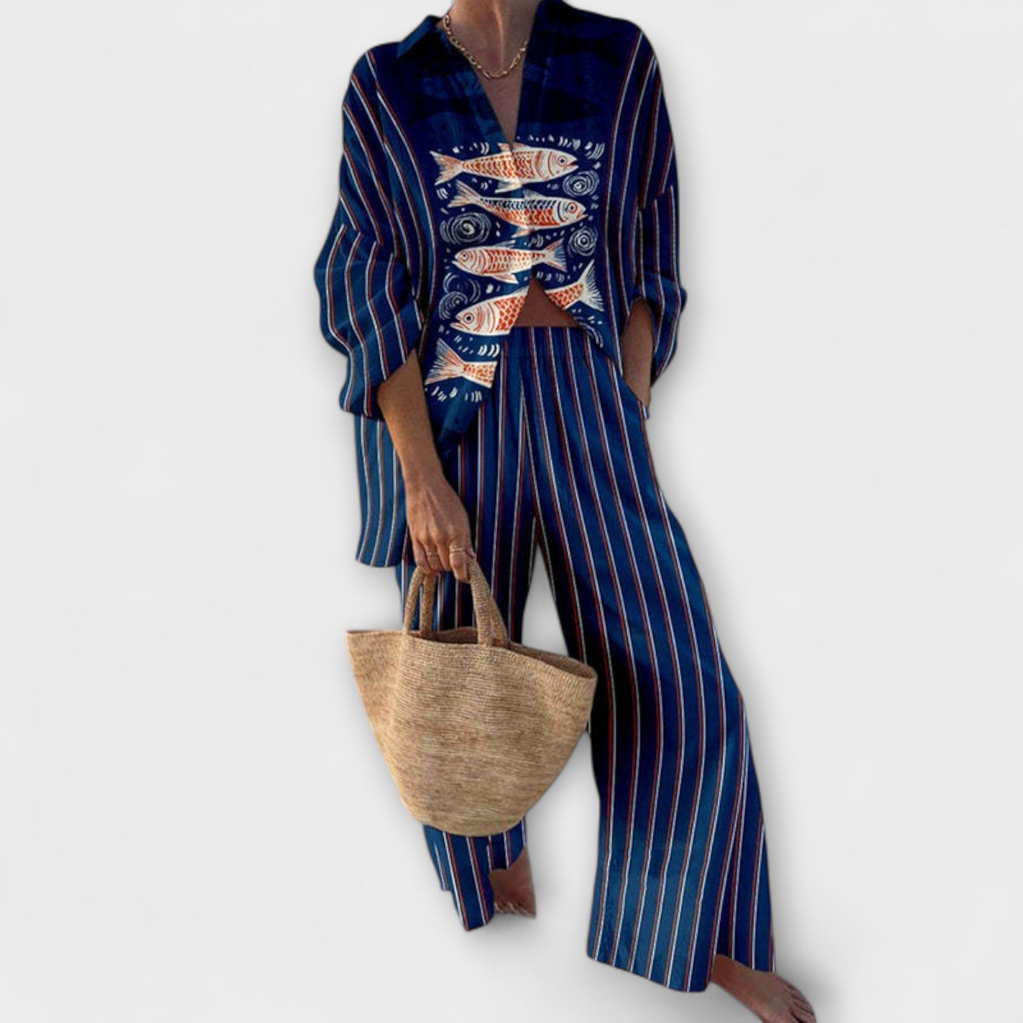 Komplekt sinises koi-karu kujundusega