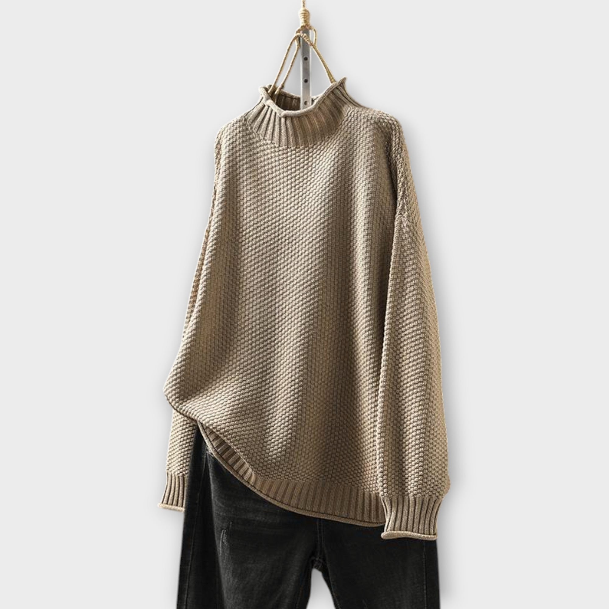 Minimalist Textured Sweater with High Neck