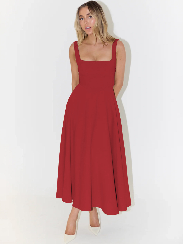 Elegant Midi Dress with Romantic Line