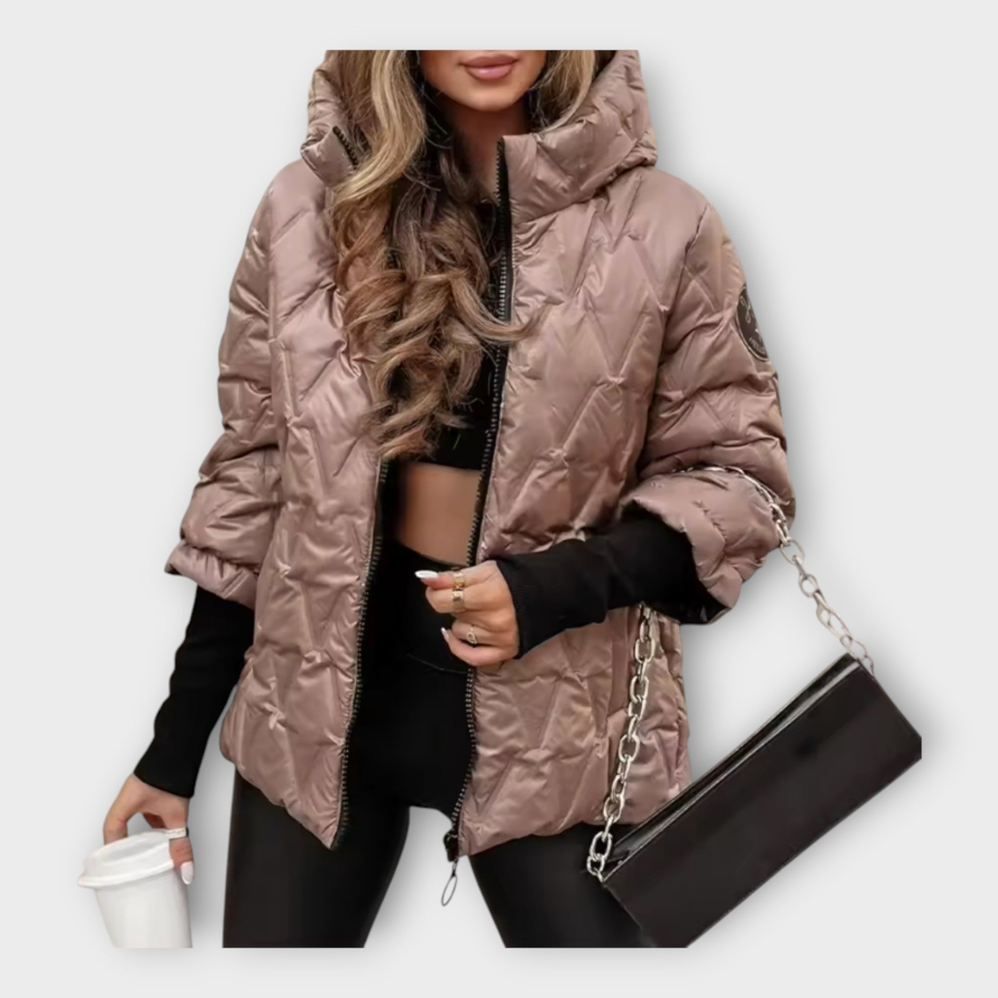 Elegant quilted hooded jacket