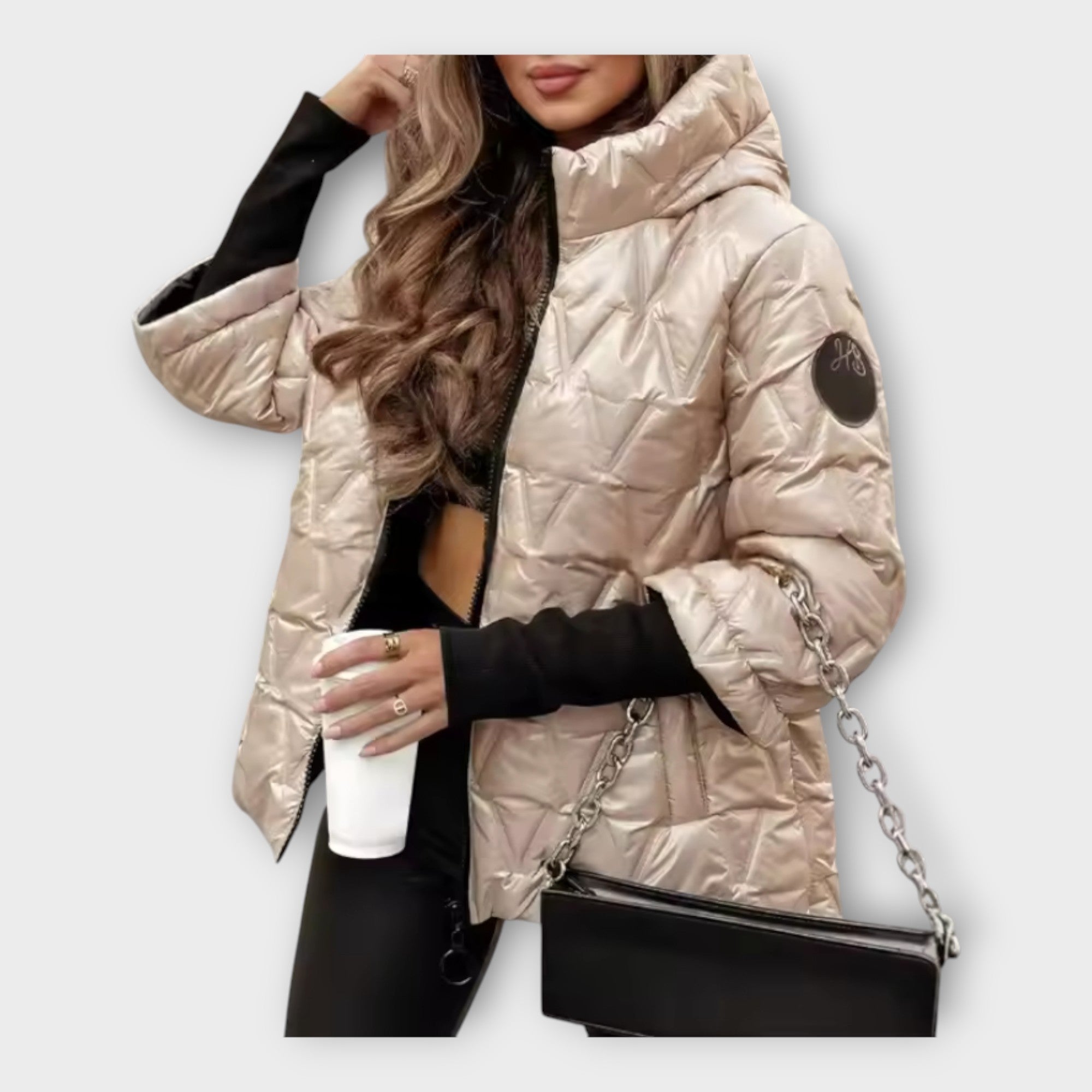 Elegant quilted hooded jacket