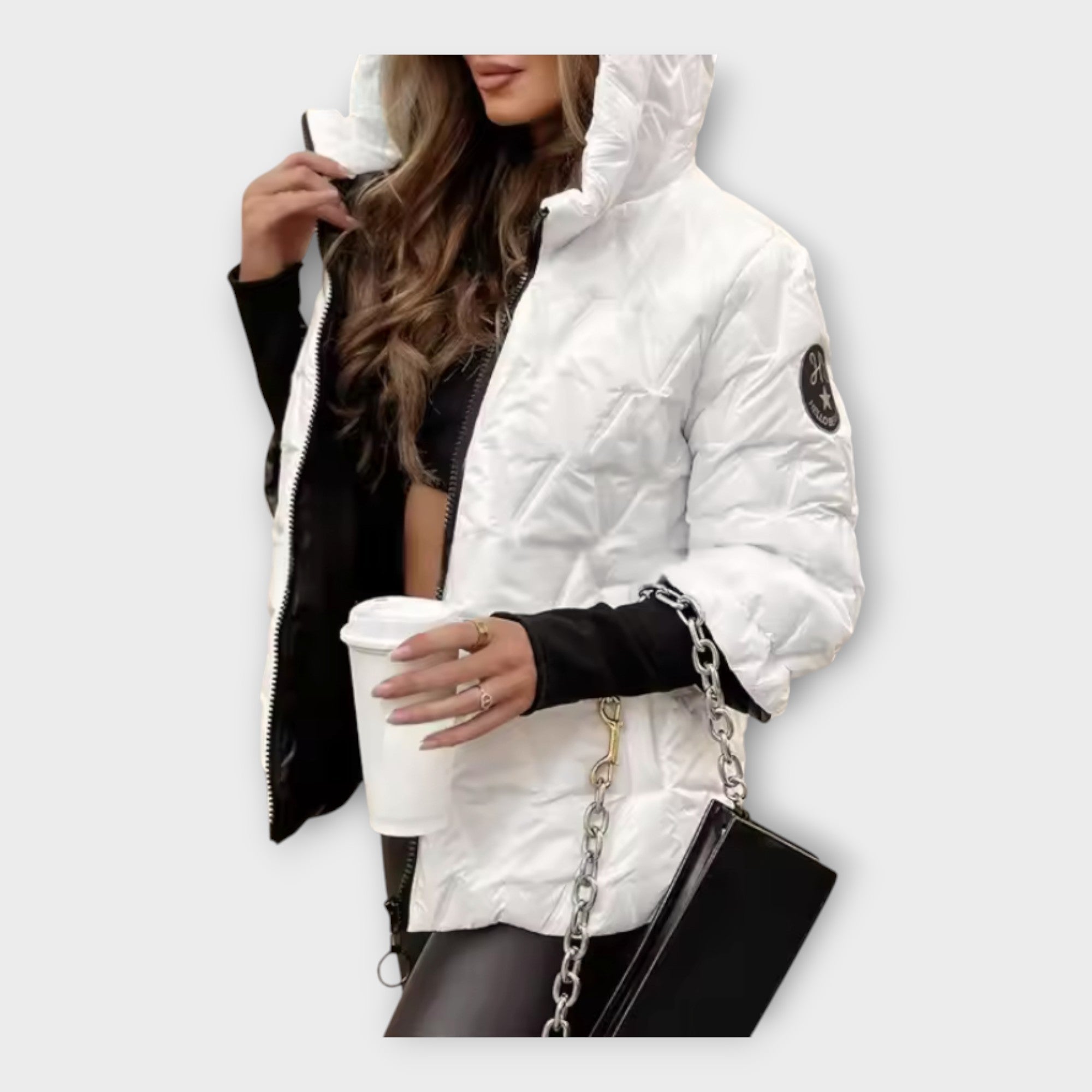 Elegant quilted hooded jacket