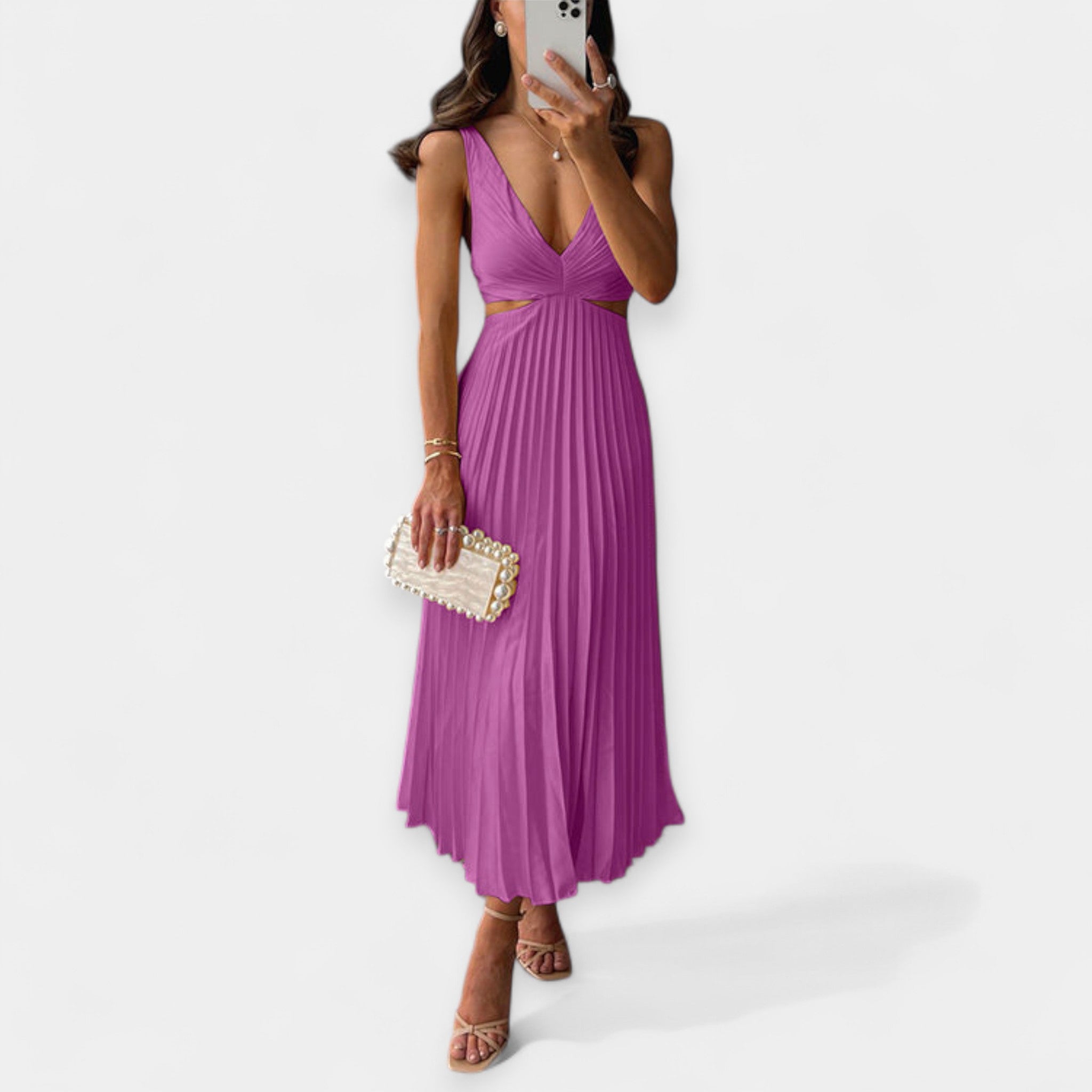 Maxi Dress with Pleated Design