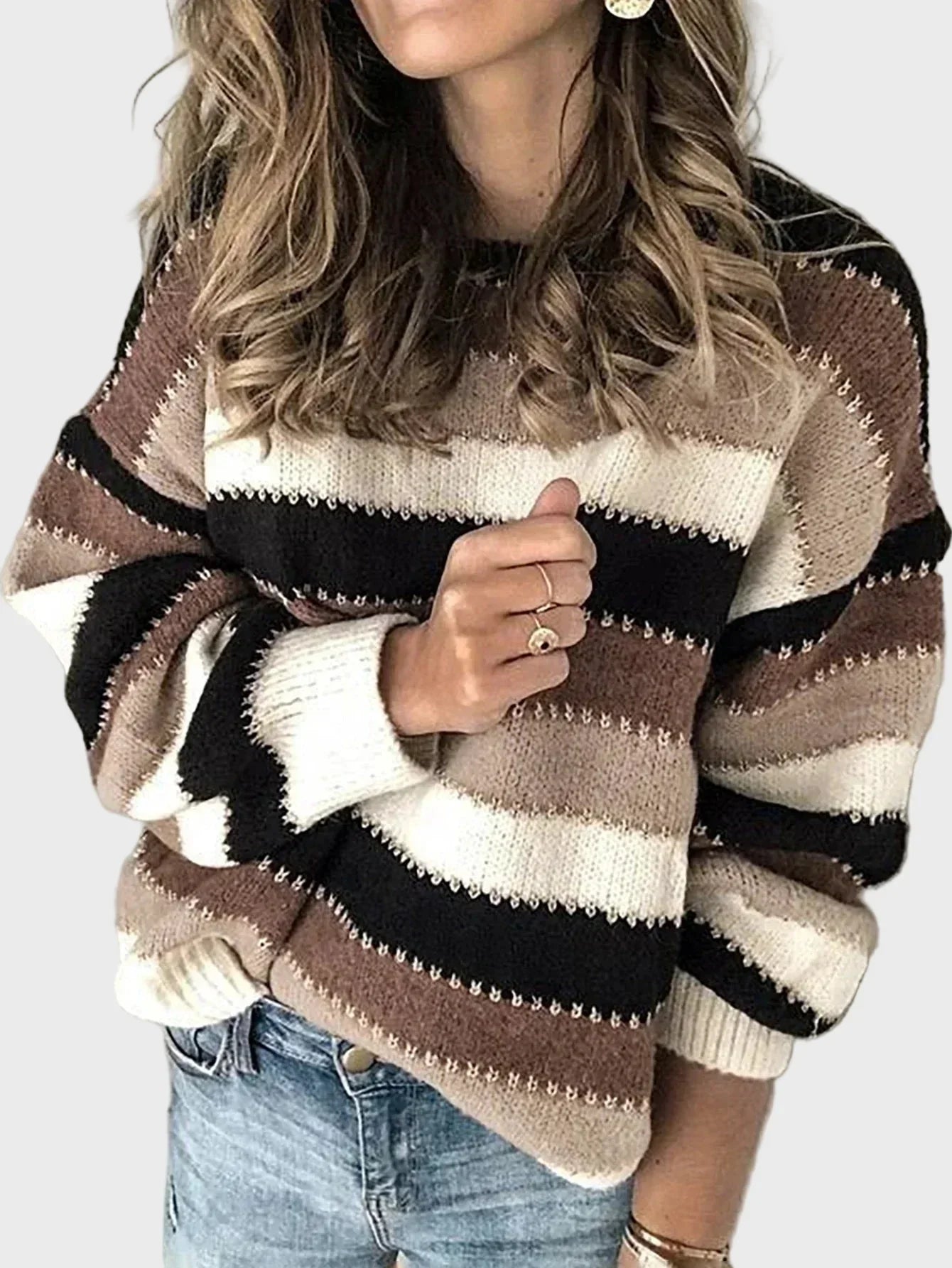 Knitted Roll Neck with Striped Pattern