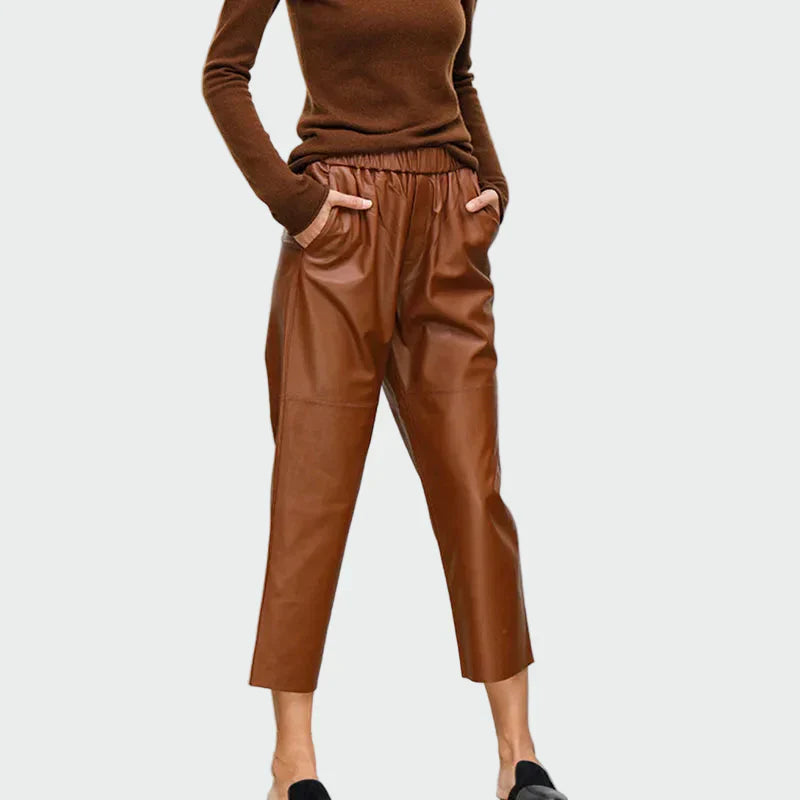 Chic Faux Leather High-Waist Trousers
