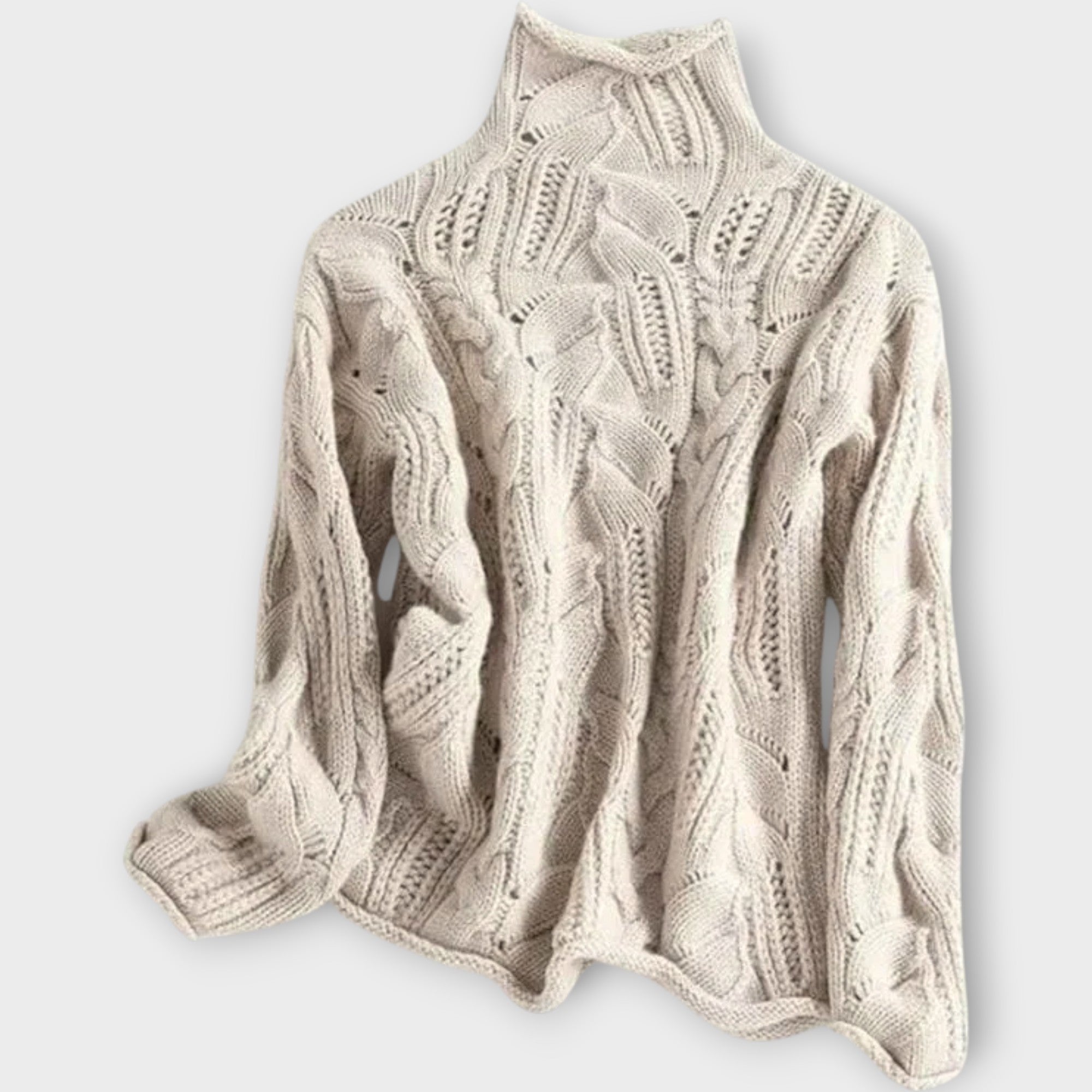 Ksenia Cashmere Turtleneck with Braided Pattern
