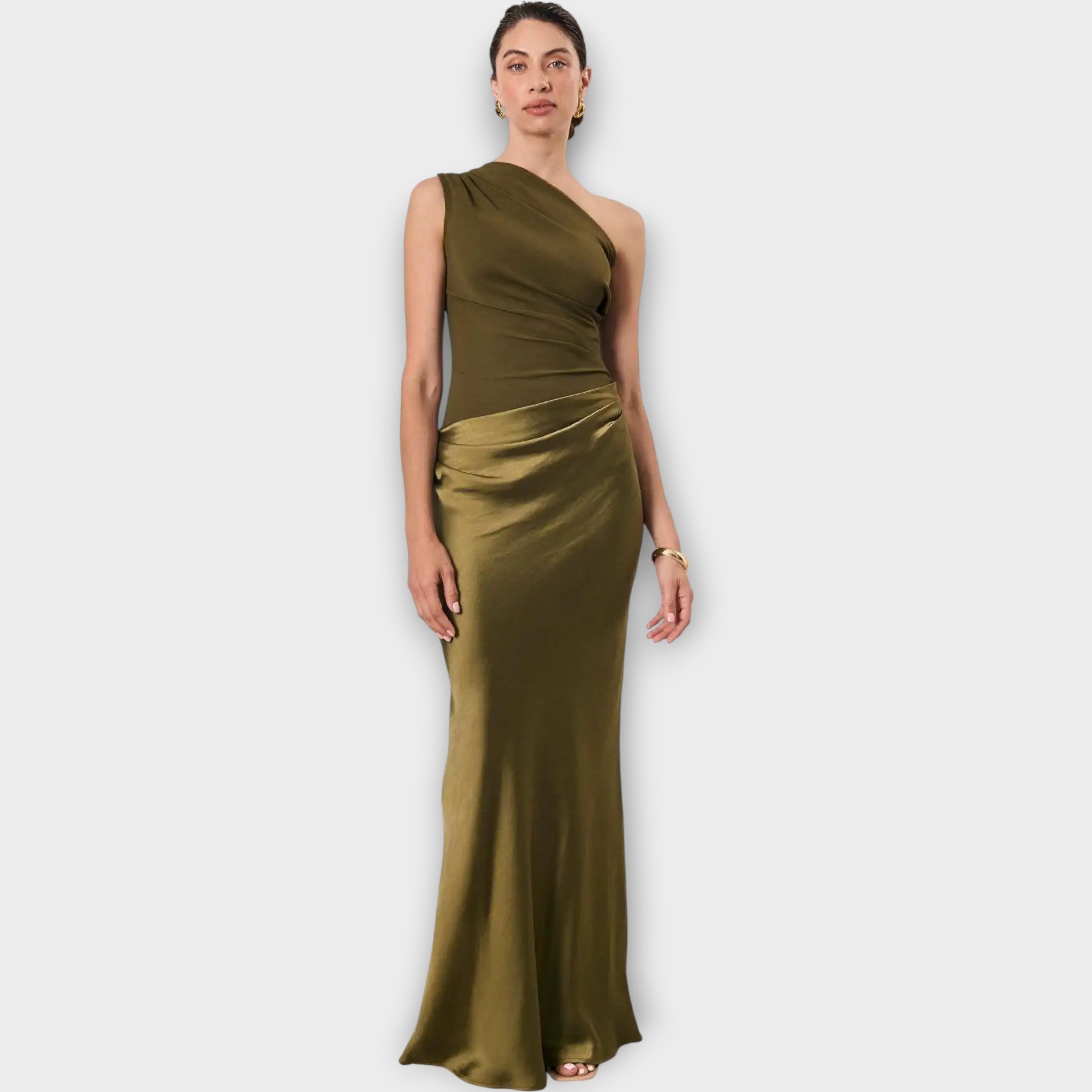 Amber One-Shoulder Satin Maxi Dress