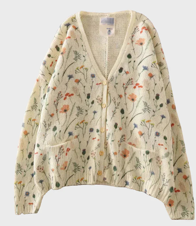 Elegant Knitted Gilet with Floral Pattern