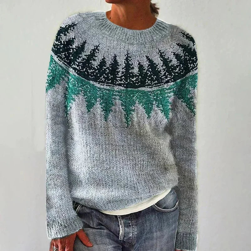 Knitted Blouse with Nature-Inspired Design