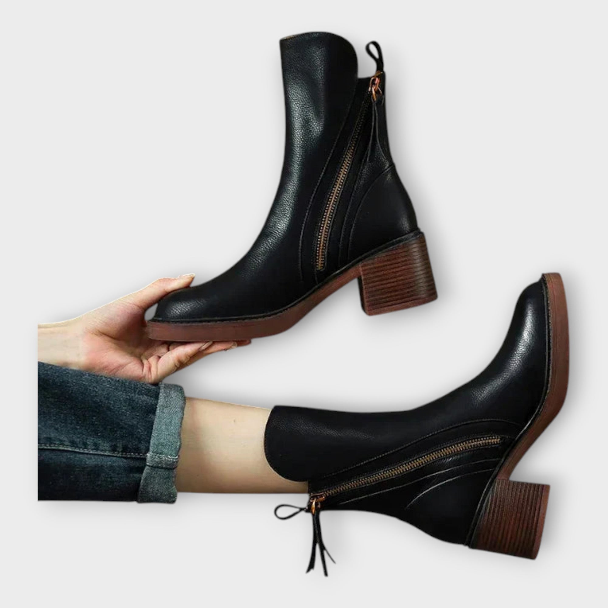 Ankle boots with elegant lines and a zipper