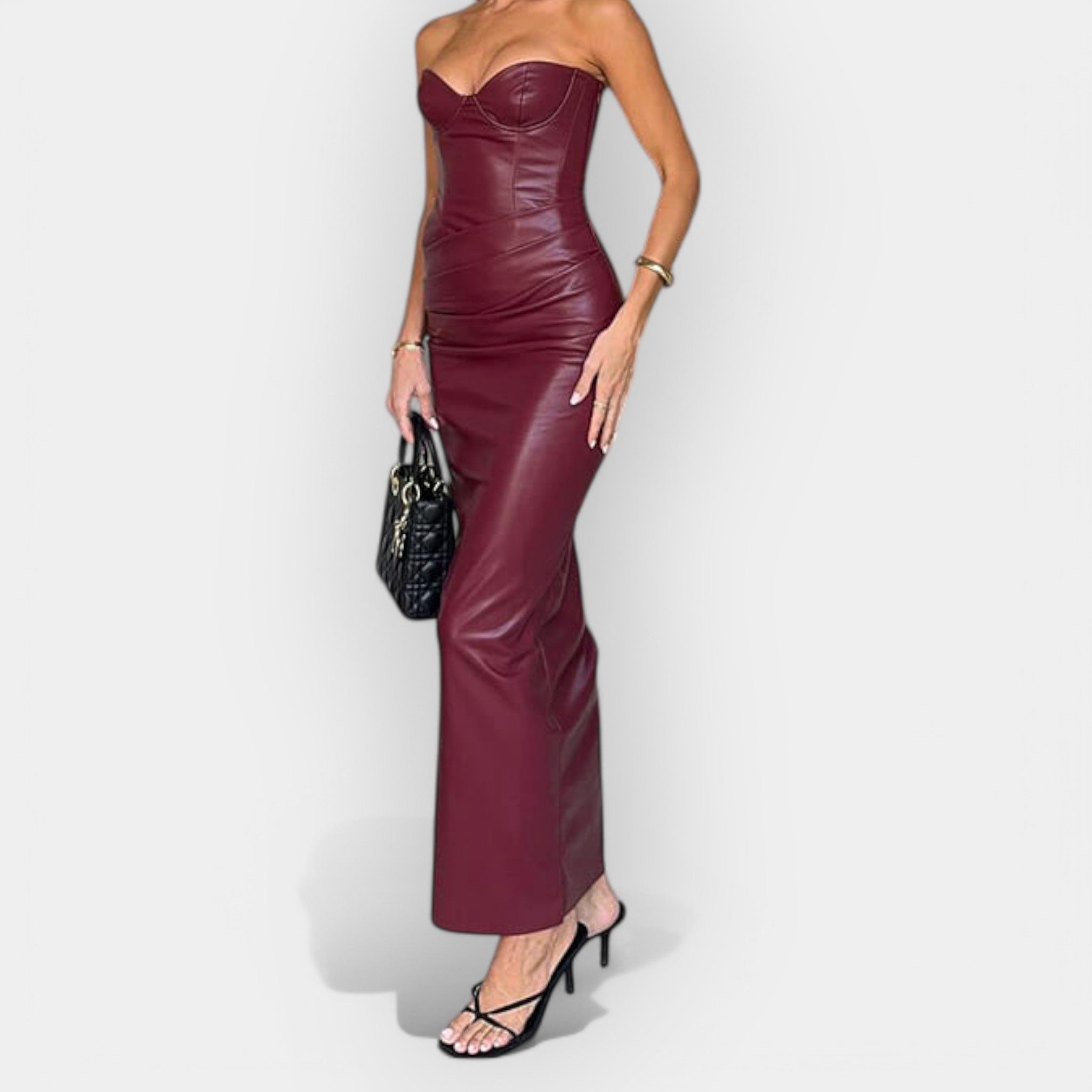 Midi Leather Dress with Contemporary Style Expression