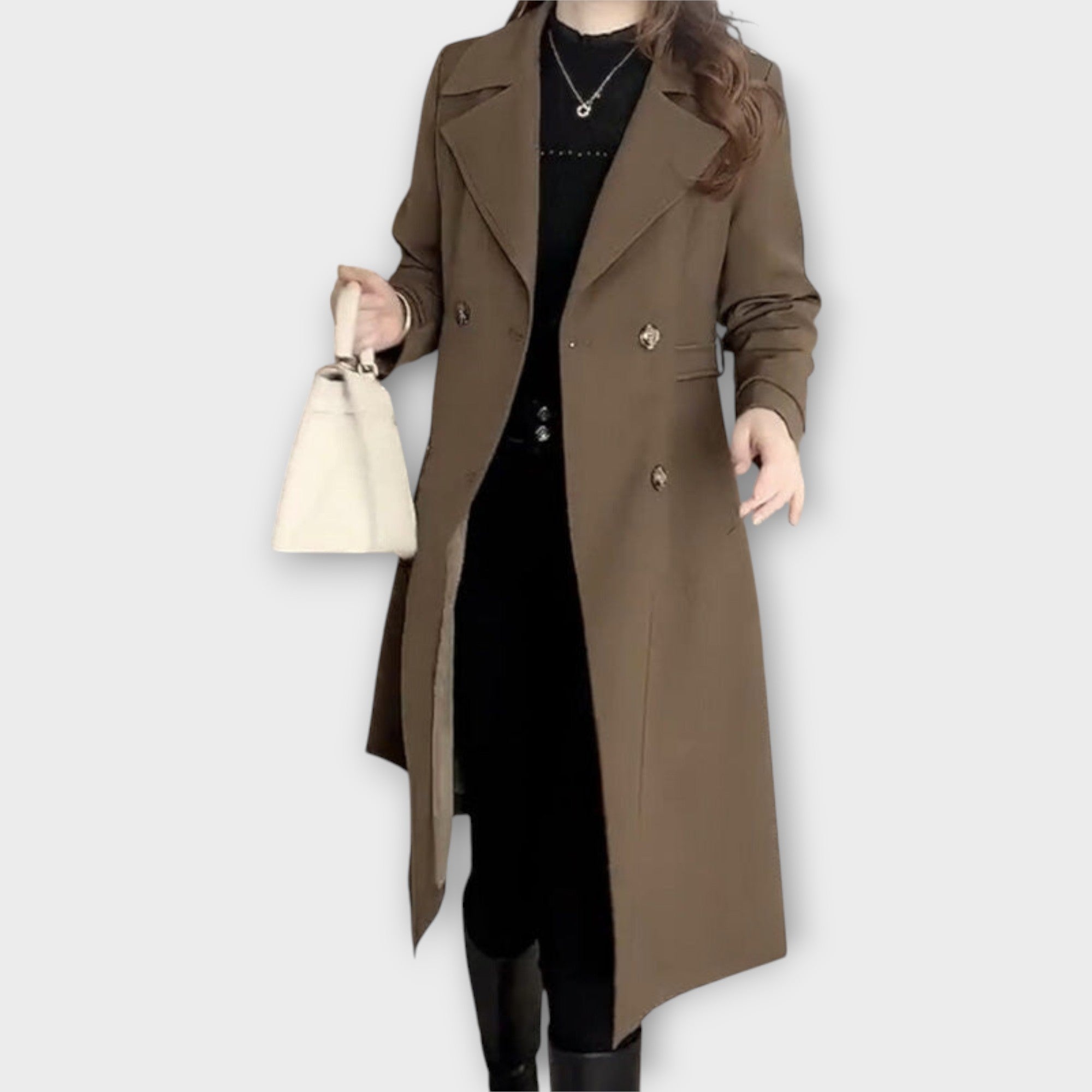 Classic Double-Breasted Long Trench Coat