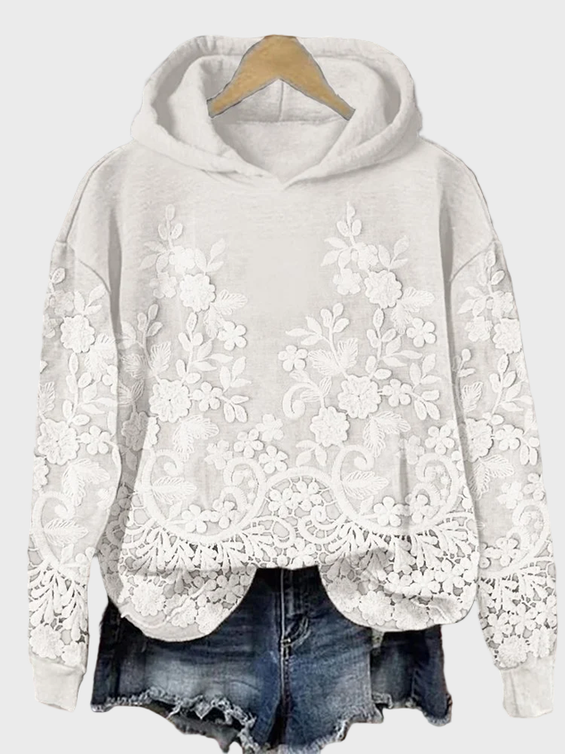 Casual Hoodie with 3D Floral Design