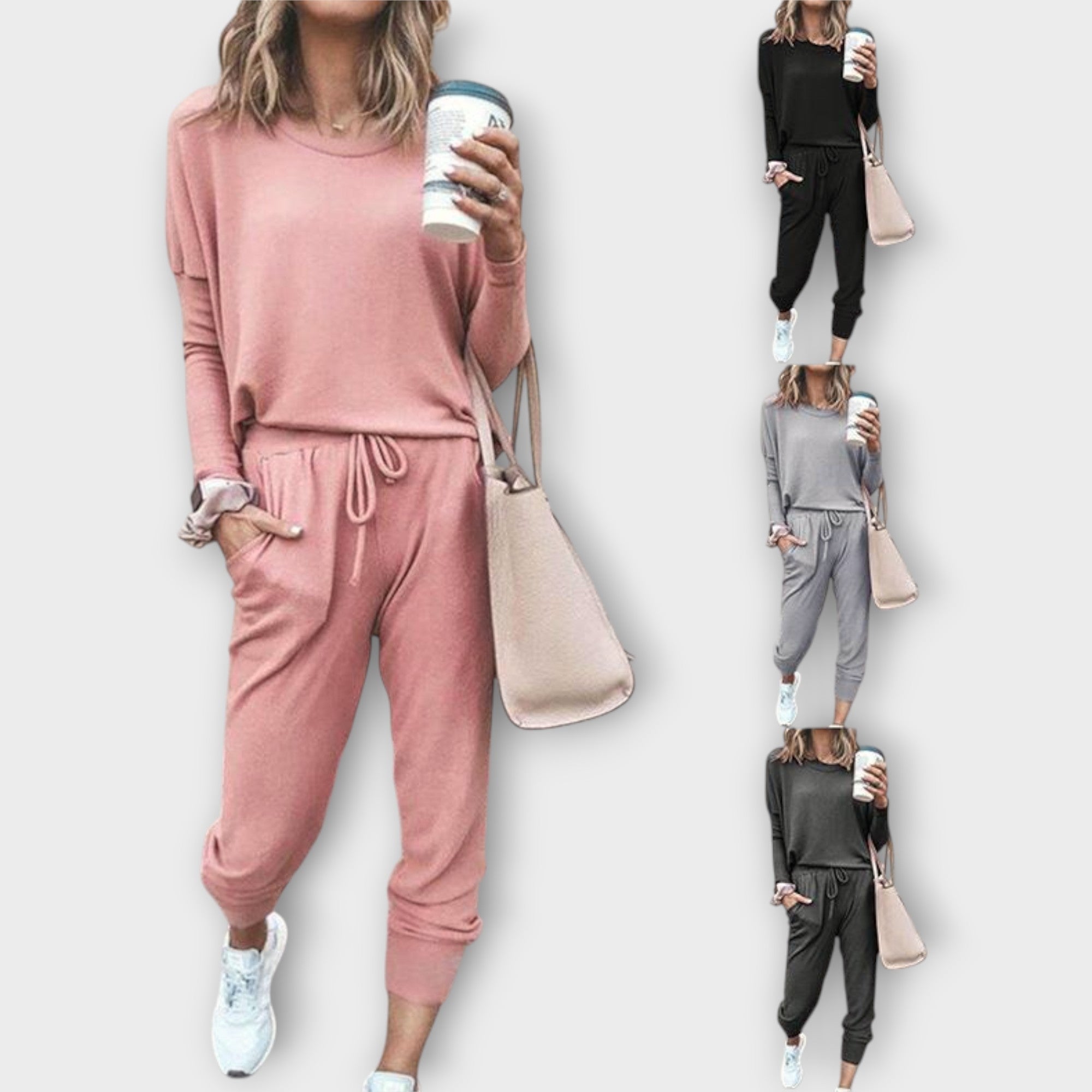 Lõõgastava lõikega ja minimalistliku esteetikaga puhketoa komplekt