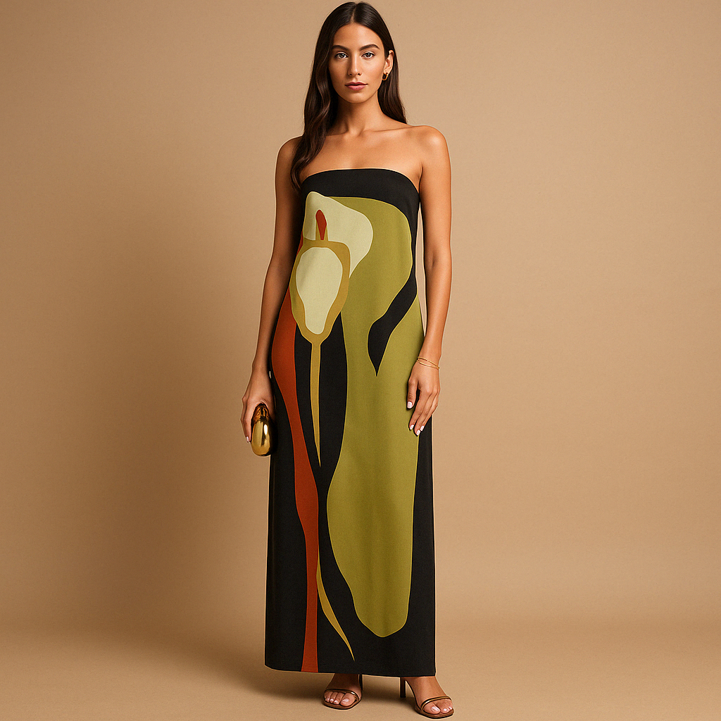 Vrouwelijke bedrukte zomerjurk voor dames met flatterende pasvorm en luchtige snit, ideaal voor zonnige vakanties, tuinfeestjes of casual uitstapjes