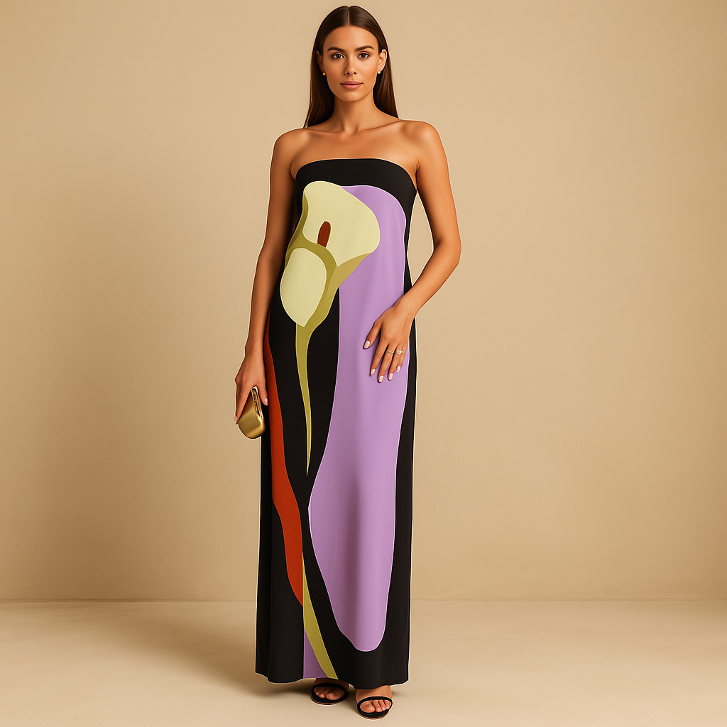 Vrouwelijke bedrukte zomerjurk voor dames met flatterende pasvorm en luchtige snit, ideaal voor zonnige vakanties, tuinfeestjes of casual uitstapjes