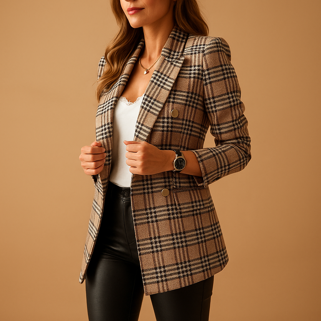 Damesblazer met flatterende pasvorm in duurzame stofmix, ideaal voor werk, formele gelegenheden en casual chique outfits.