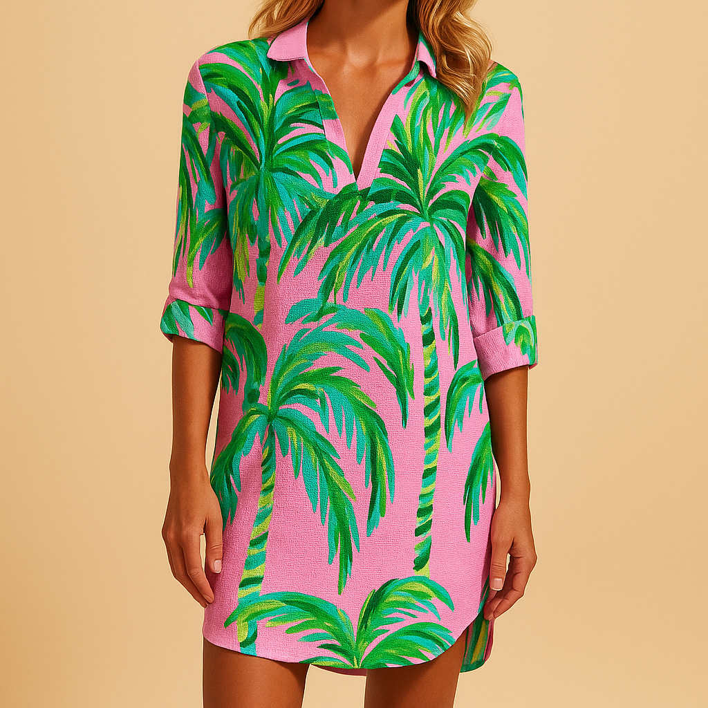 Boho zomerjurk voor dames met V-hals en lichte stof, voorzien van een bohemian print – ideaal voor warme dagen en casual uitjes.